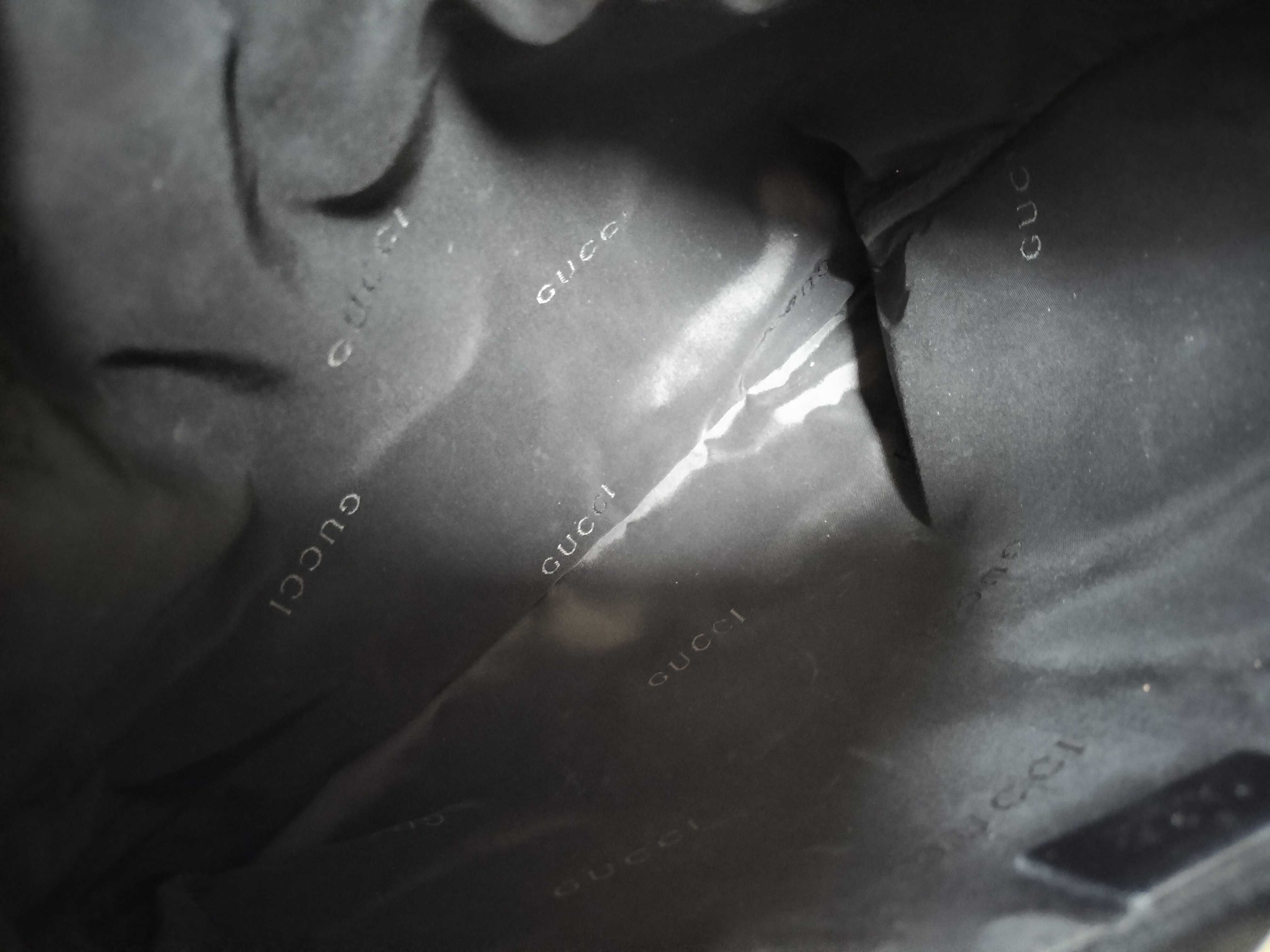 【水曜終了】(10709_0021)GUCCI GGキャンバス ×レザー 巾着 ワンショルダー 001 4021 ブラック ショルダーバッグ