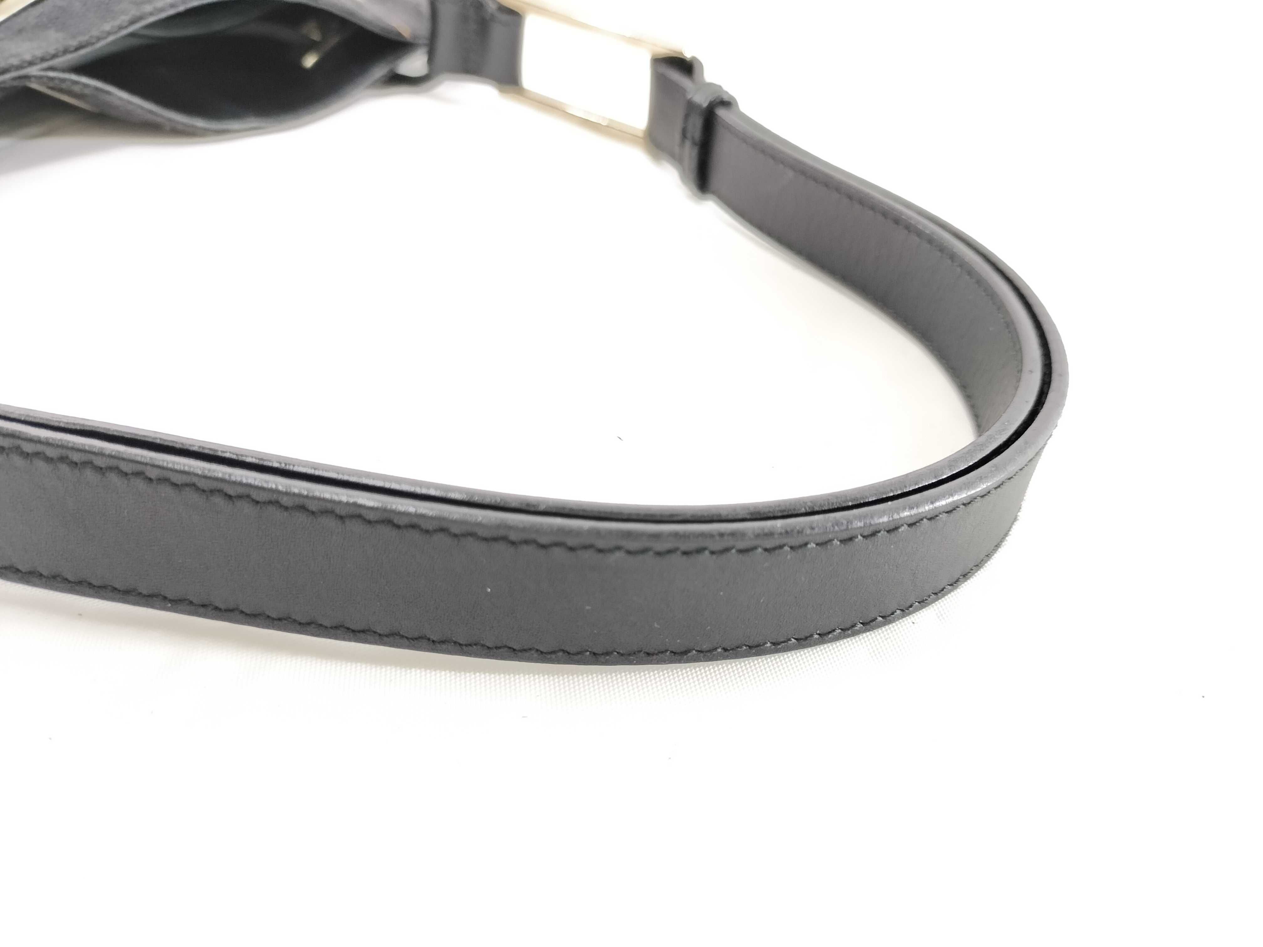 【水曜終了】(10709_0021)GUCCI GGキャンバス ×レザー 巾着 ワンショルダー 001 4021 ブラック ショルダーバッグ