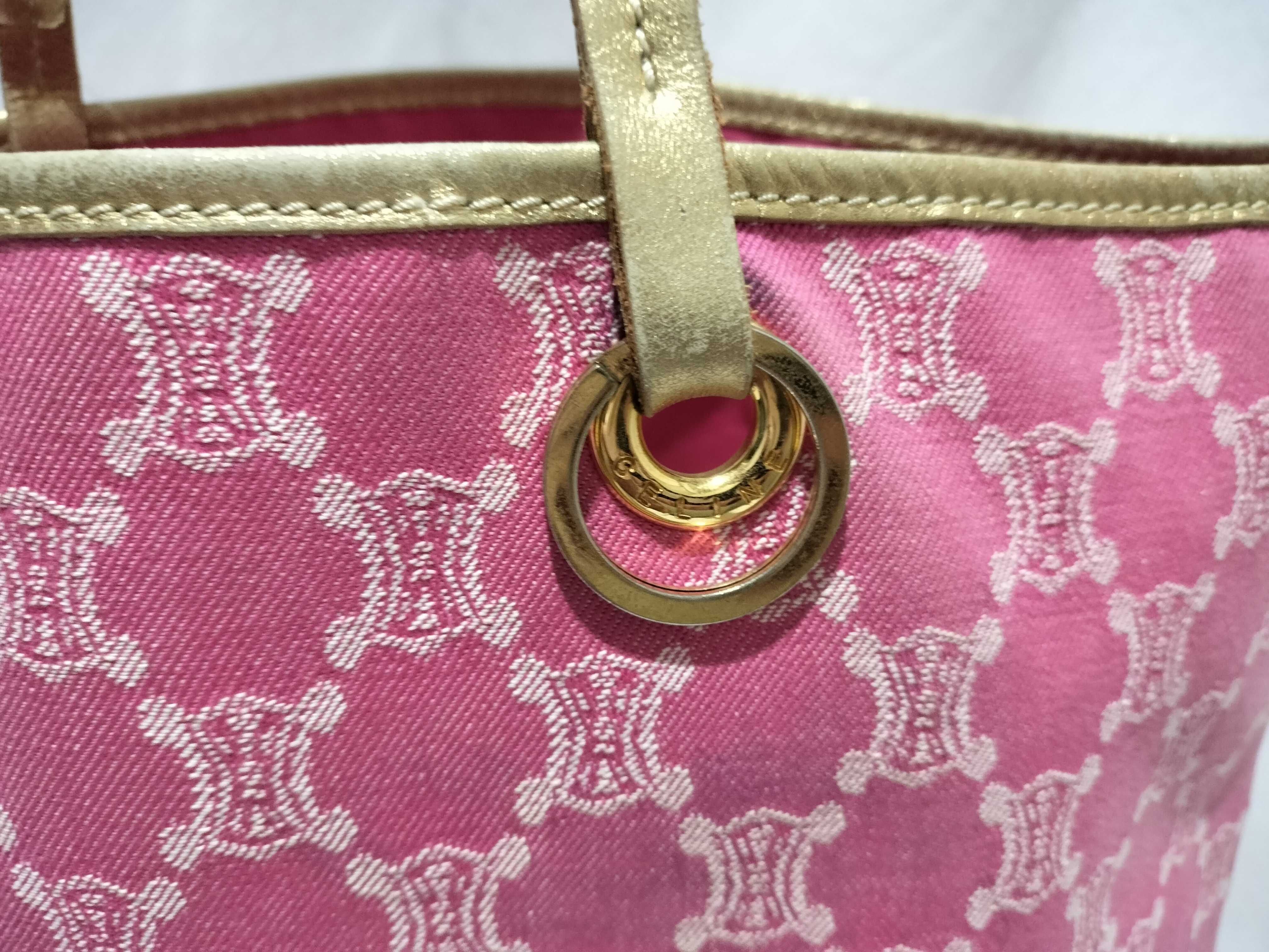 【水曜終了】(10709_0080)CELINE キャンバス トートバッグ ピンク トートバッグ