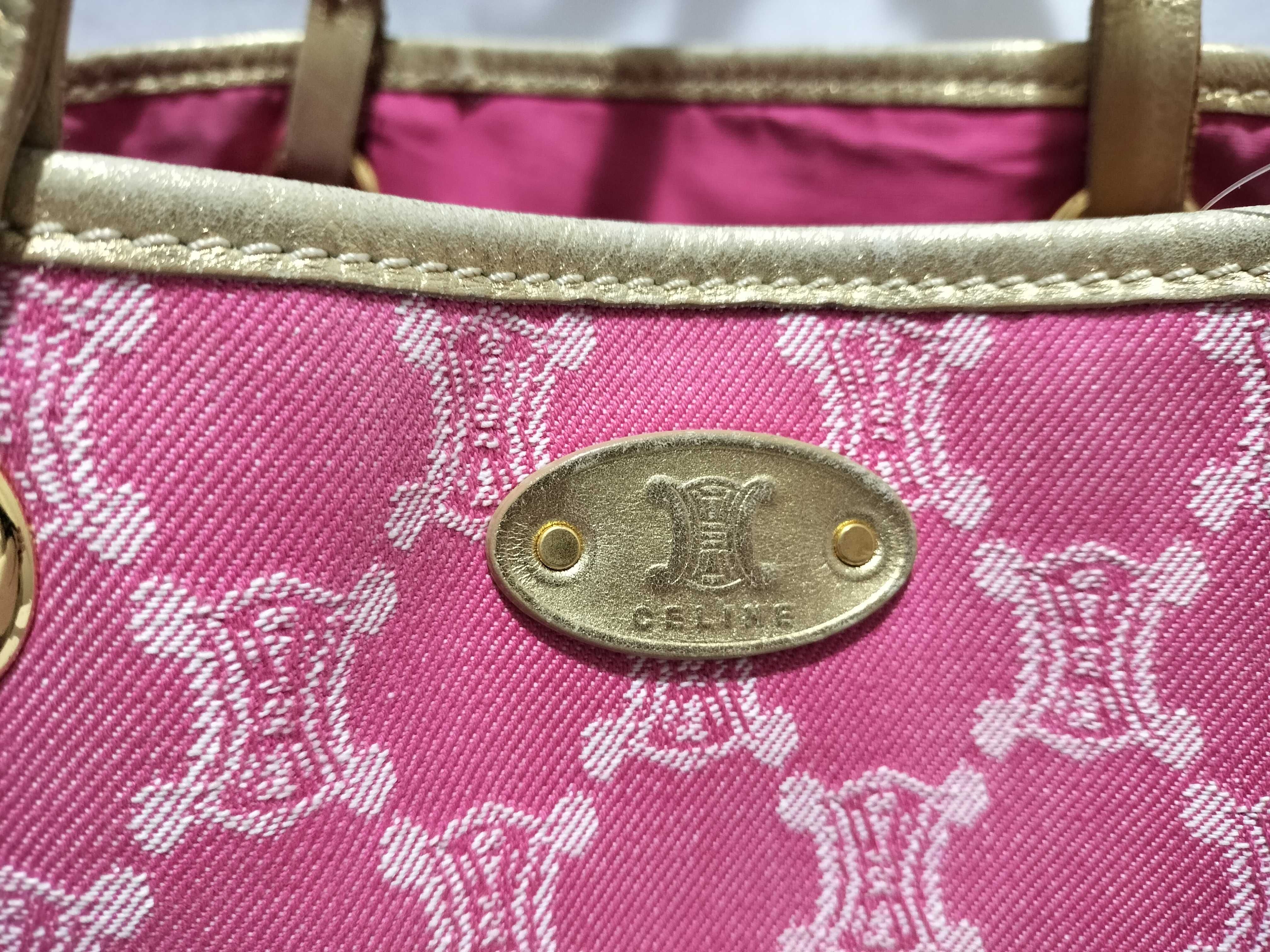 【水曜終了】(10709_0080)CELINE キャンバス トートバッグ ピンク トートバッグ