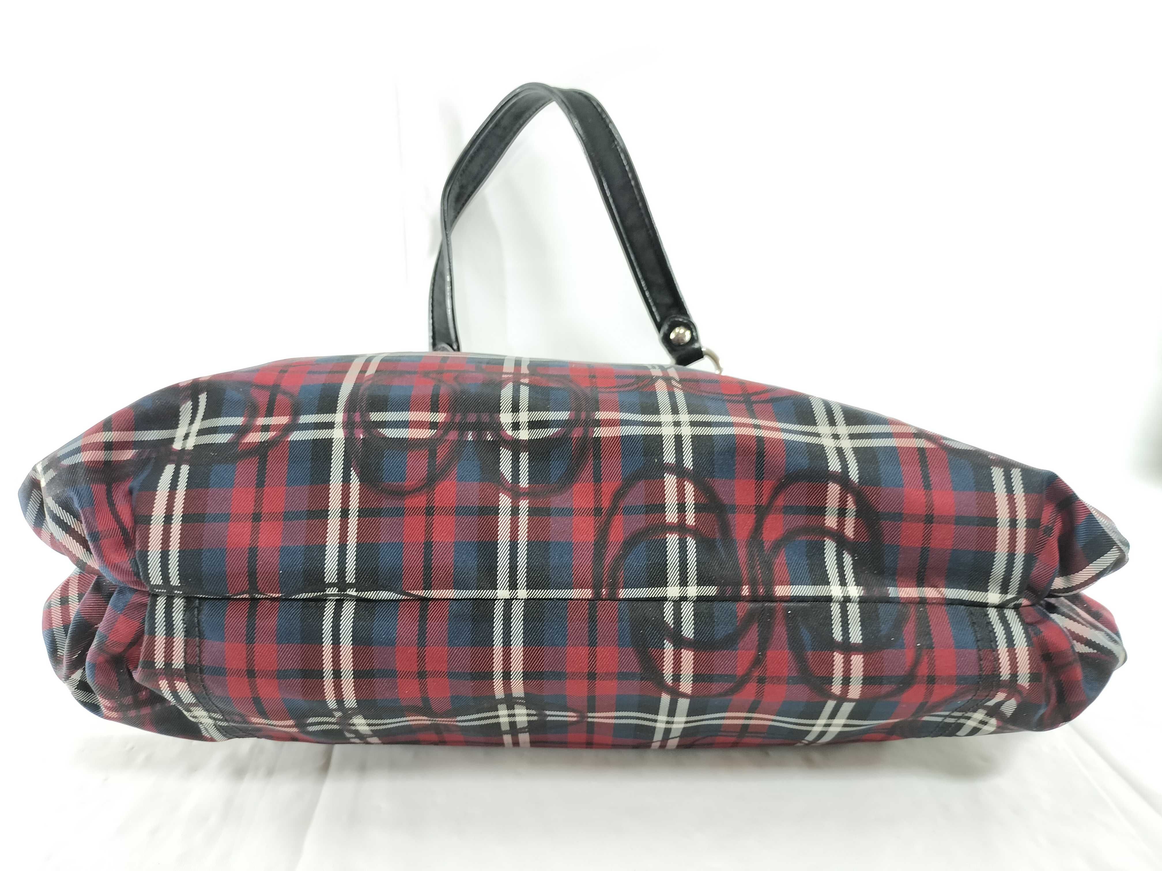 【水曜終了】(10699_0073)COACH ポピー ナイロン チェック柄 トートバッグ トートバッグ