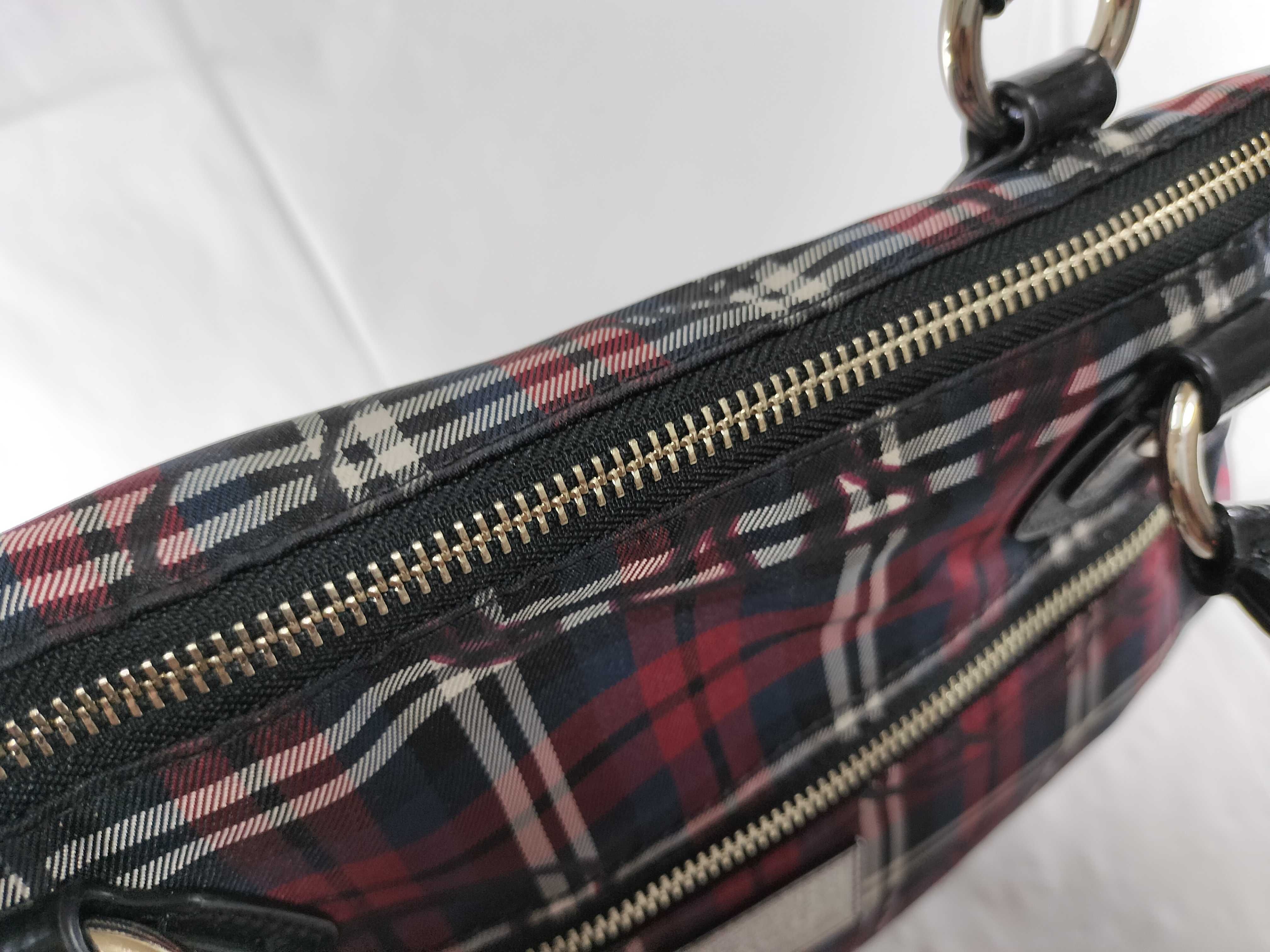 【水曜終了】(10699_0073)COACH ポピー ナイロン チェック柄 トートバッグ トートバッグ