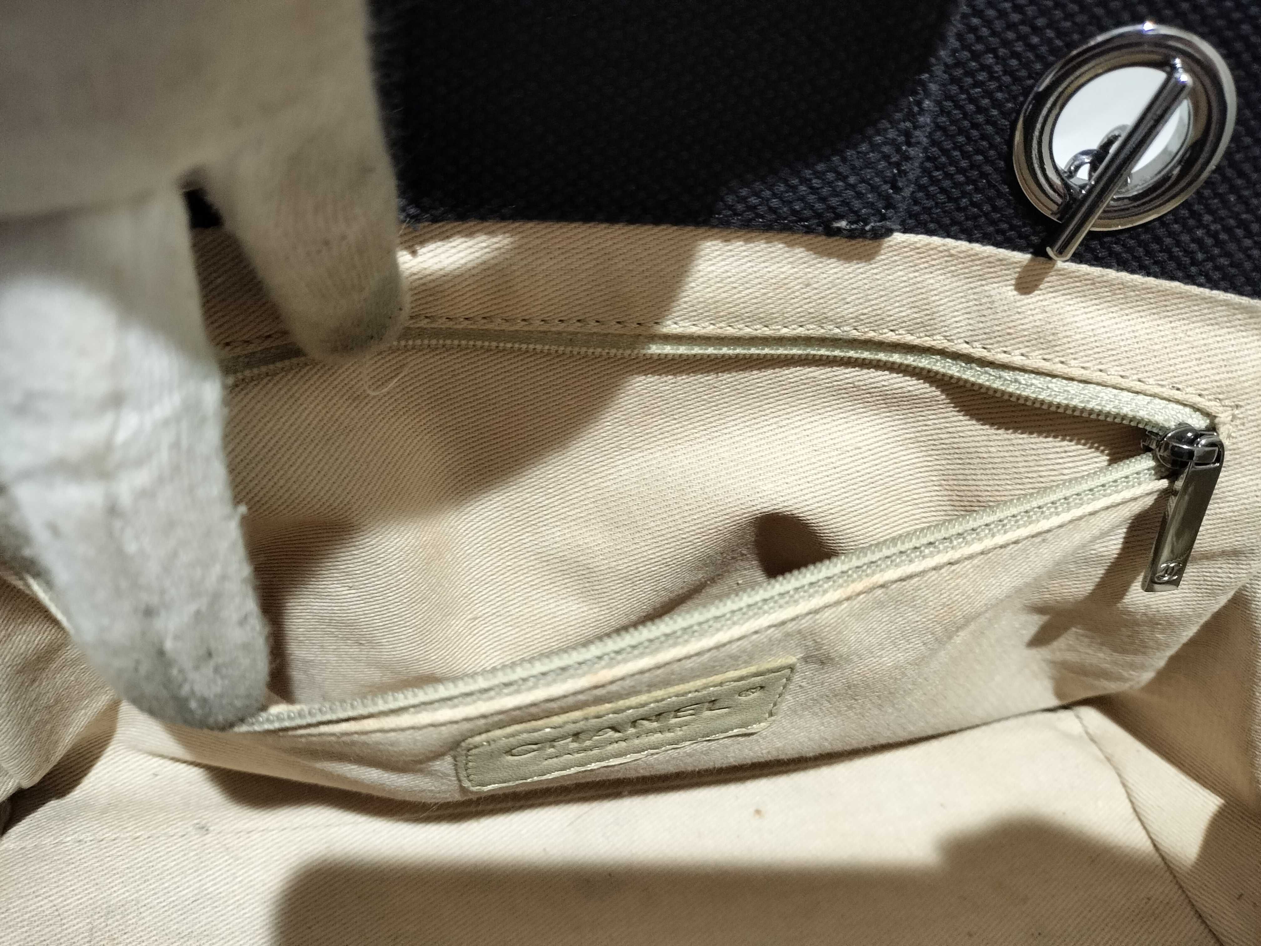 【水曜終了】(10696_0158)CHANEL ココマーク キャンバス×レザー チェーン ハンドバッグ SV金具 ハンドバッグ