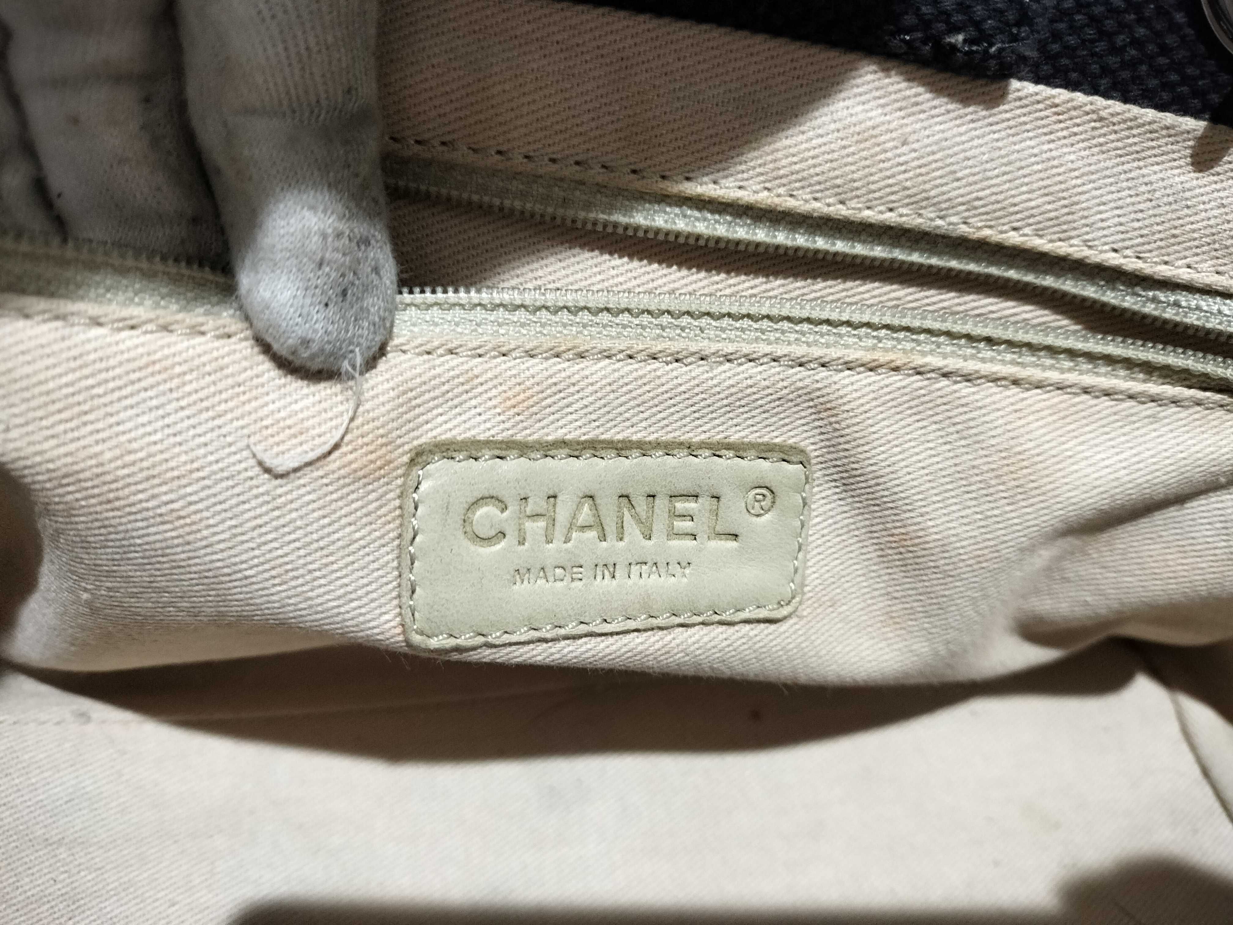 【水曜終了】(10696_0158)CHANEL ココマーク キャンバス×レザー チェーン ハンドバッグ SV金具 ハンドバッグ