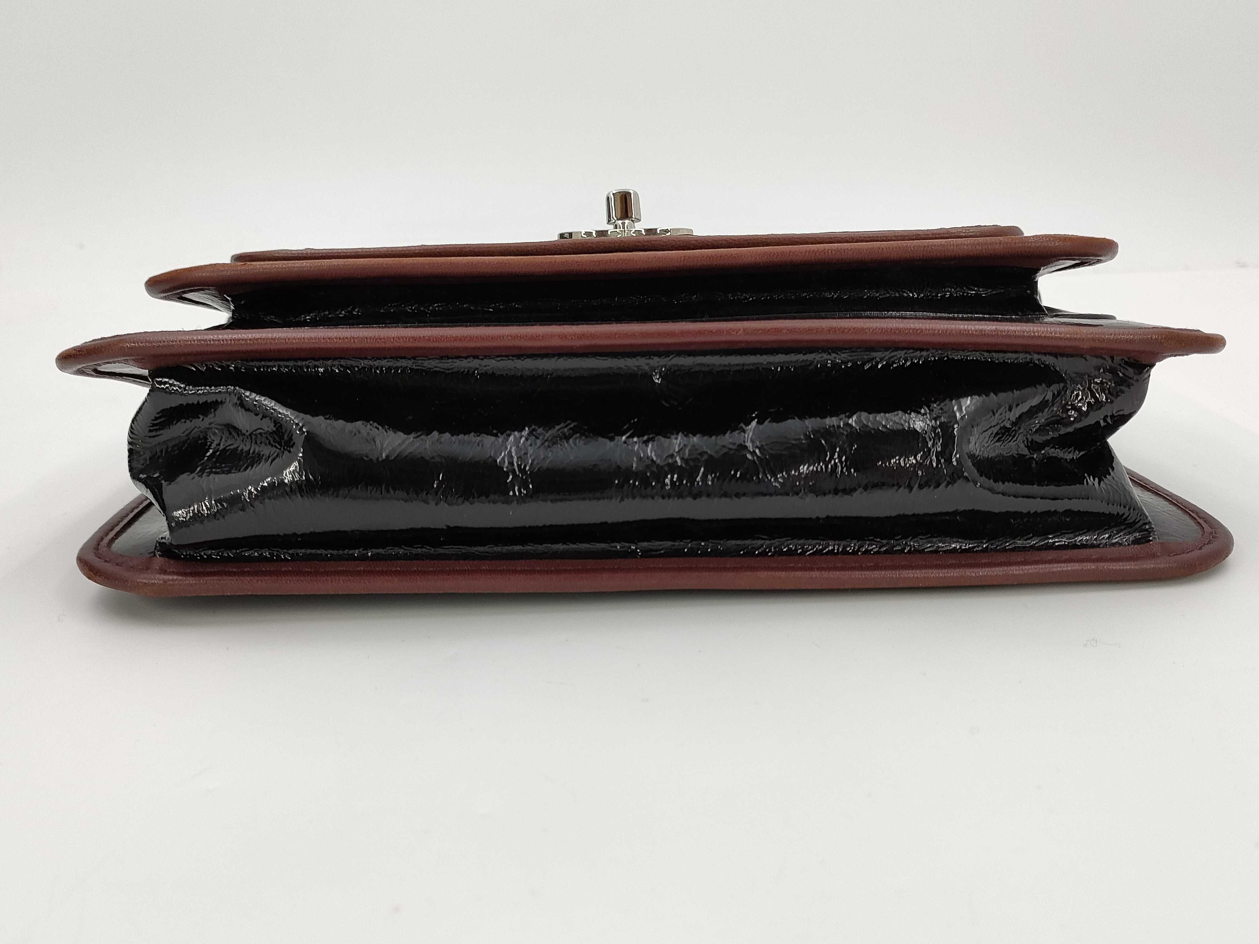 【水曜終了】(10707_0026)CHANEL チョコバー エナメル ショルダーバッグ