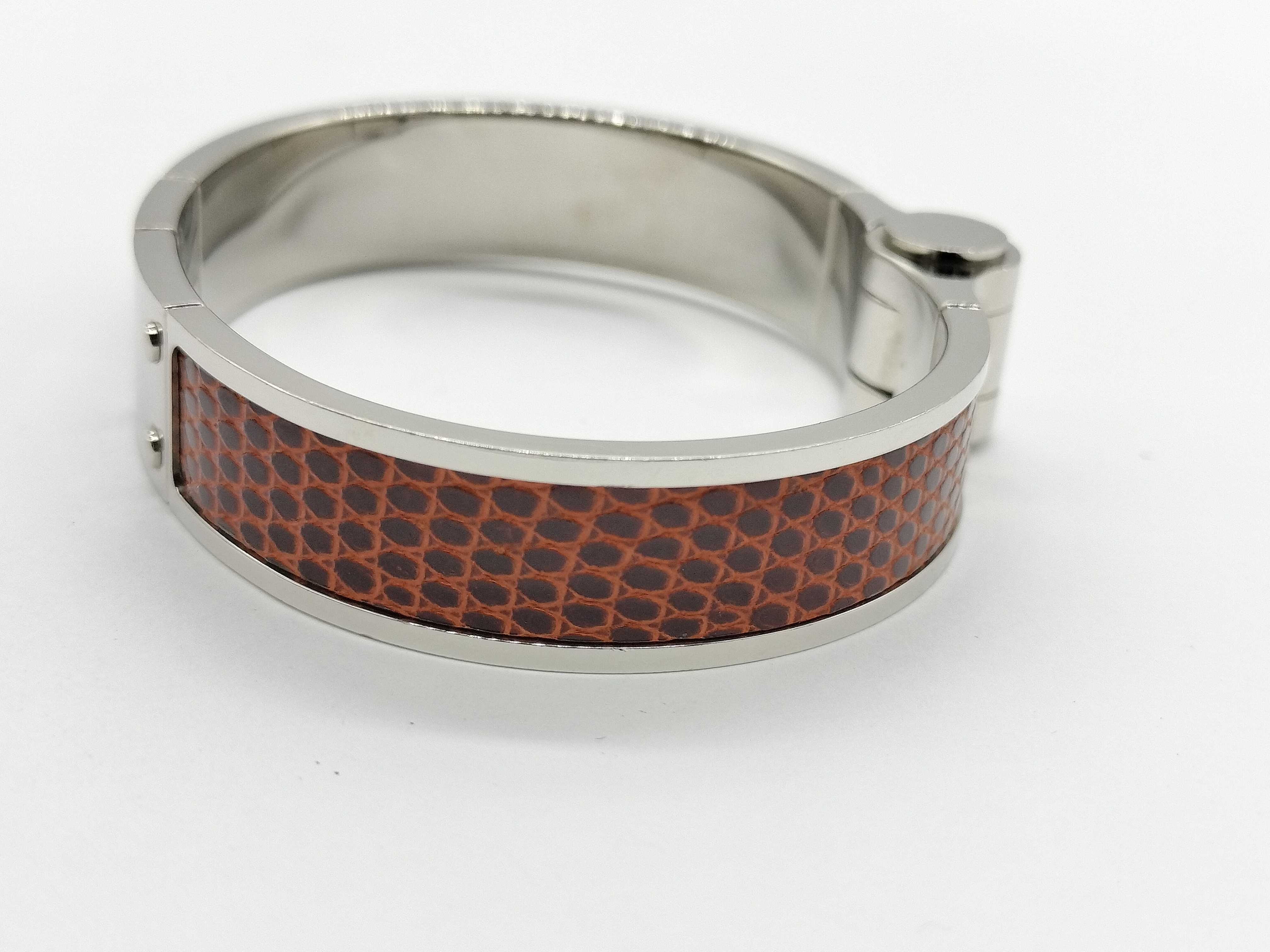 【水曜終了】(10706_0006)▼HERMES シャルニエール リザード ブレスレット・バングル