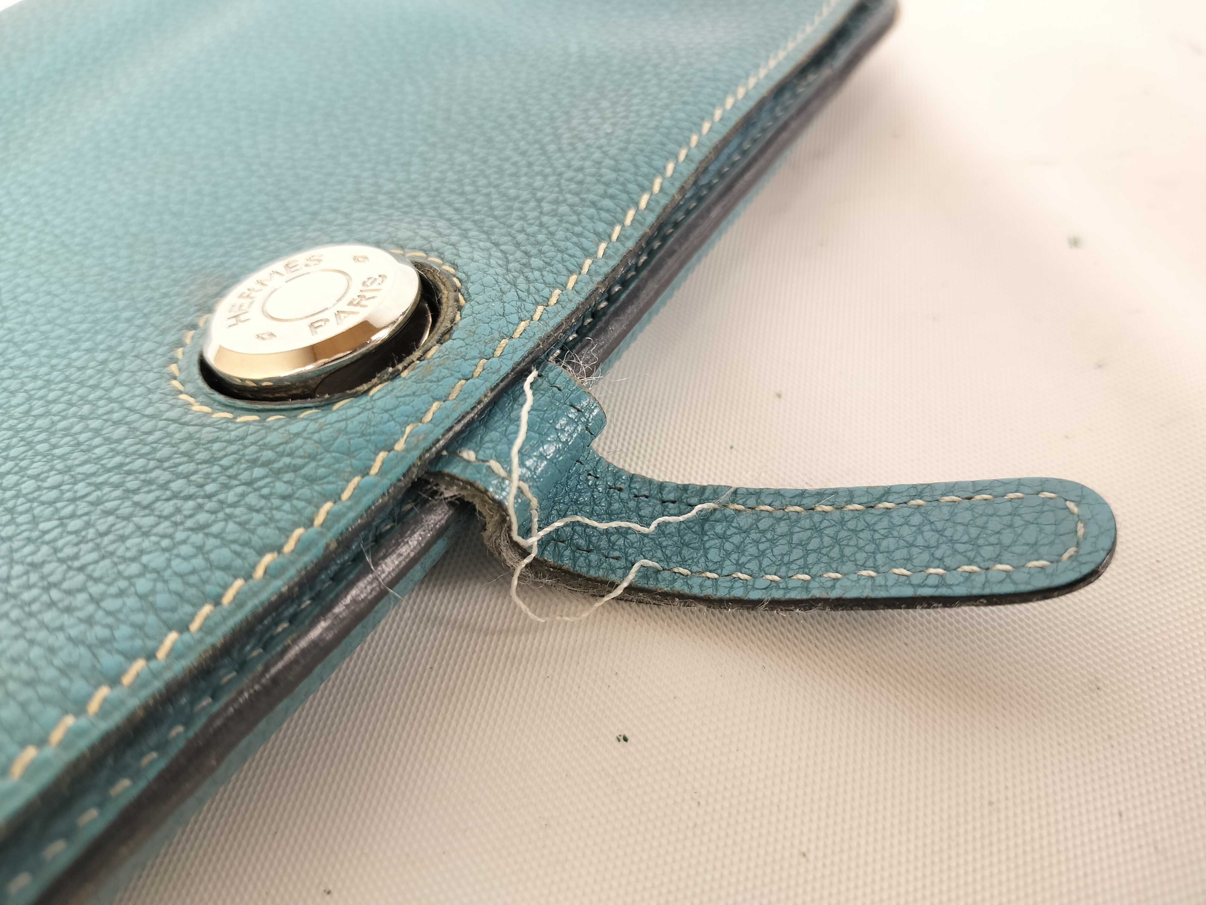 【水曜終了】(10706_0009)HERMES ドゴン GM □K ブルージーン カードケース 財布