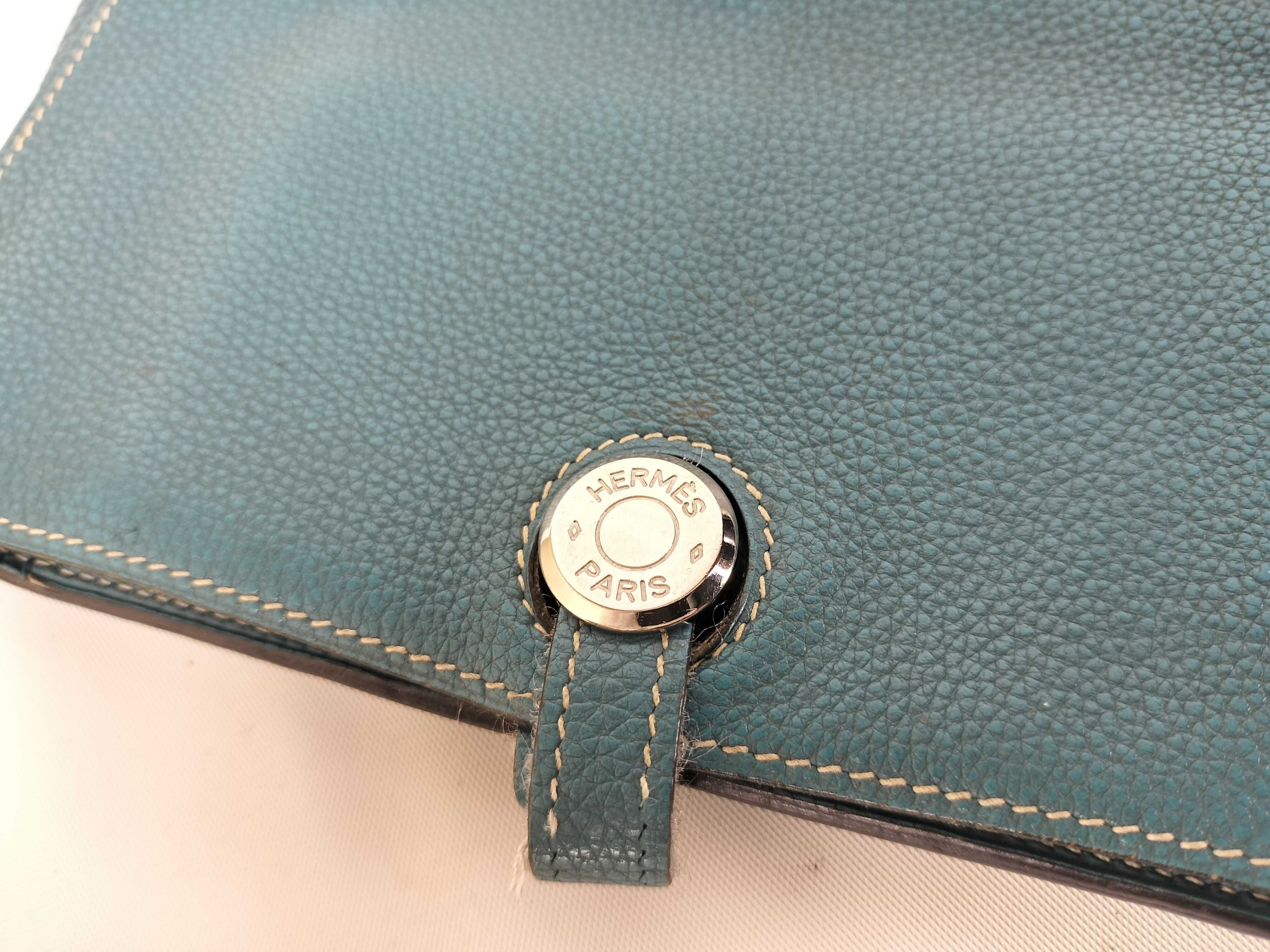 【水曜終了】(10706_0009)HERMES ドゴン GM □K ブルージーン カードケース 財布