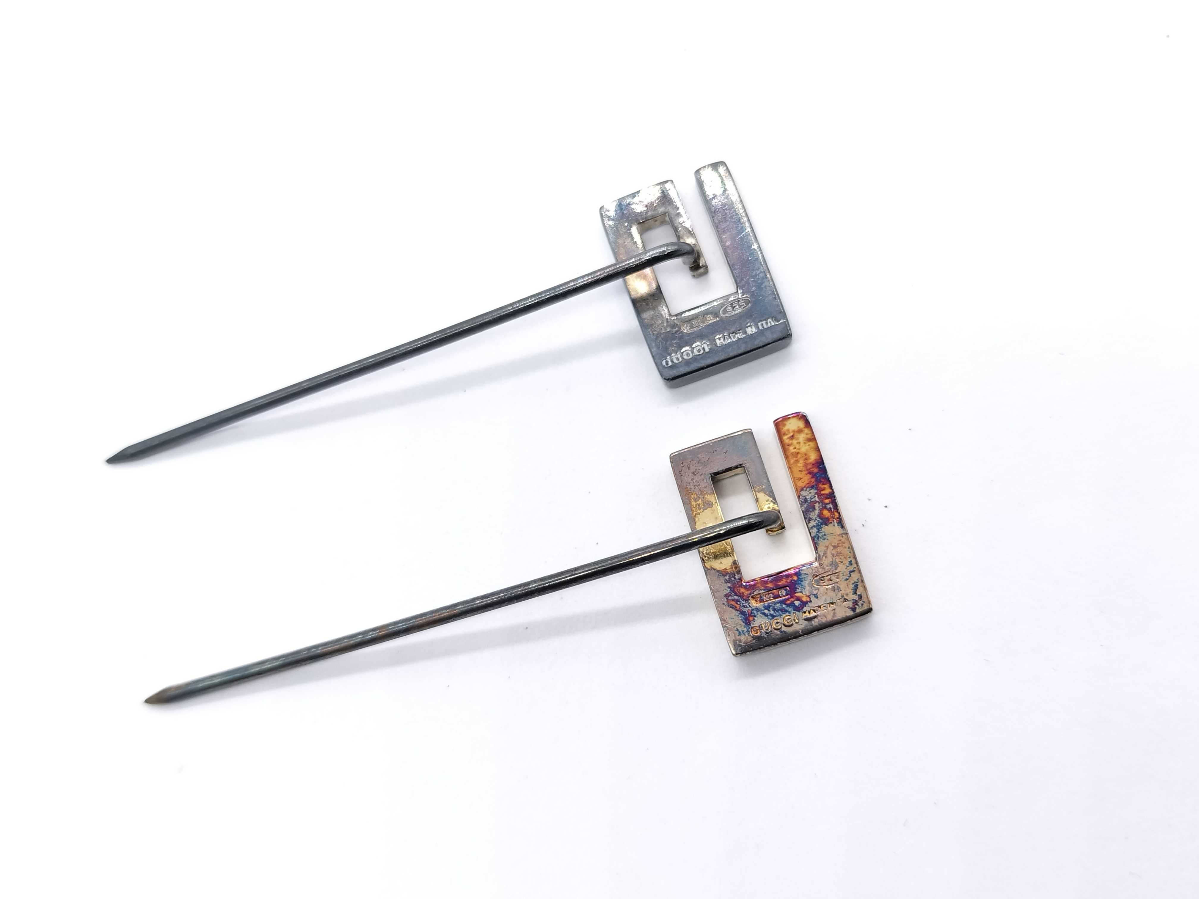 【水曜終了】(10709_0034)GUCCI ピンブローチ SV925 2点 ブローチ