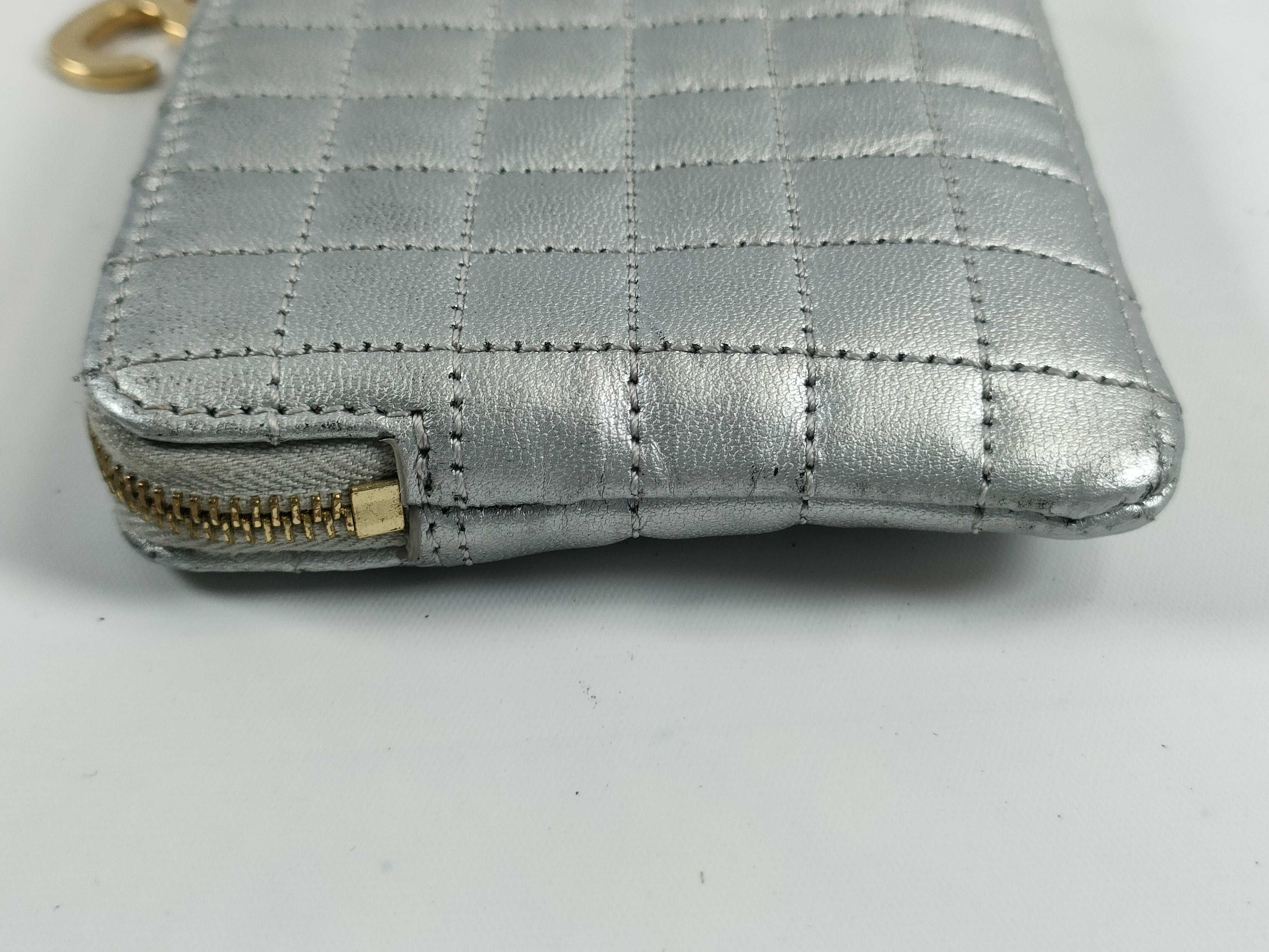 【水曜終了】(10709_0076)CELINE Cチャーム コイン カードケース シルバー コインケース