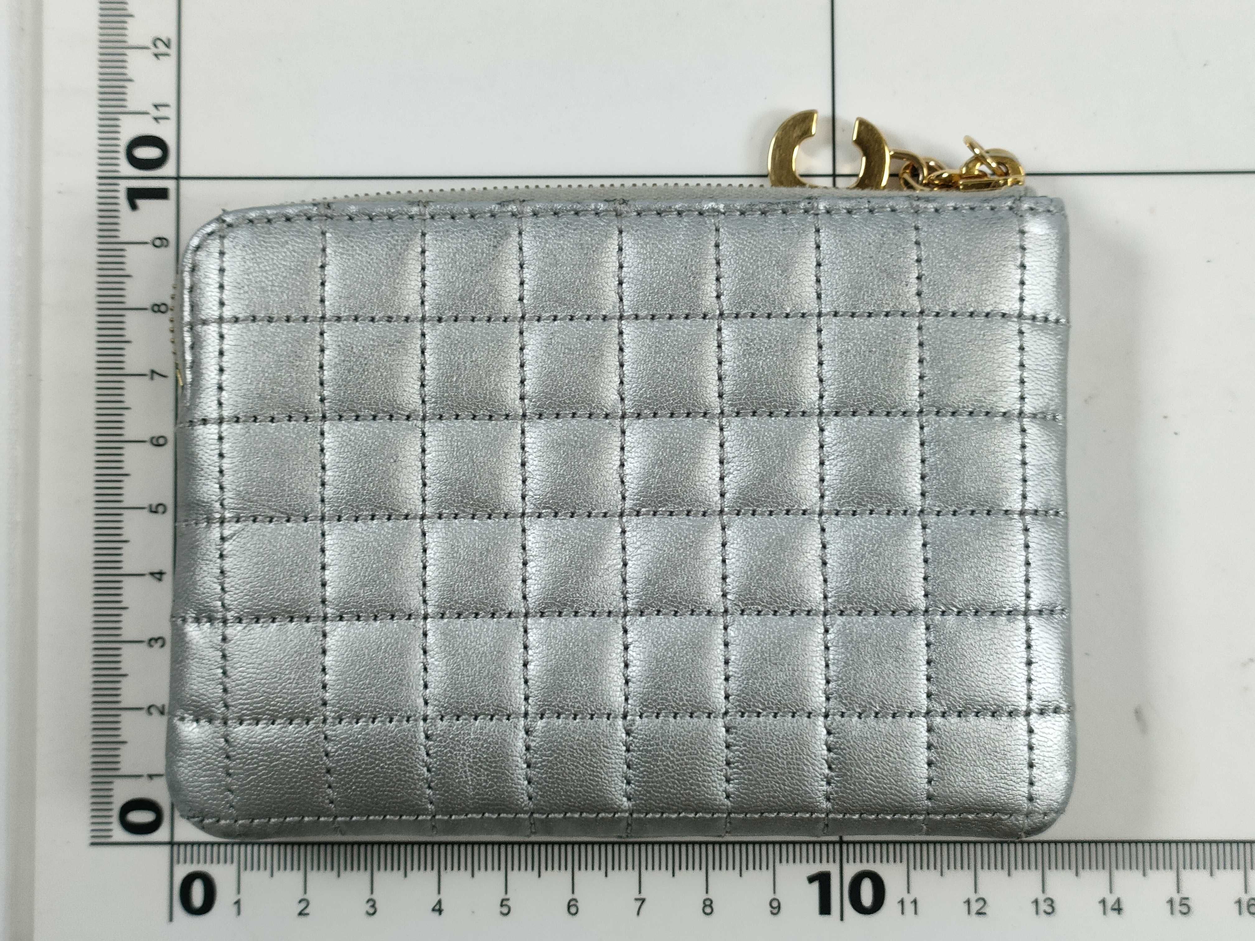 【水曜終了】(10709_0076)CELINE Cチャーム コイン カードケース シルバー コインケース