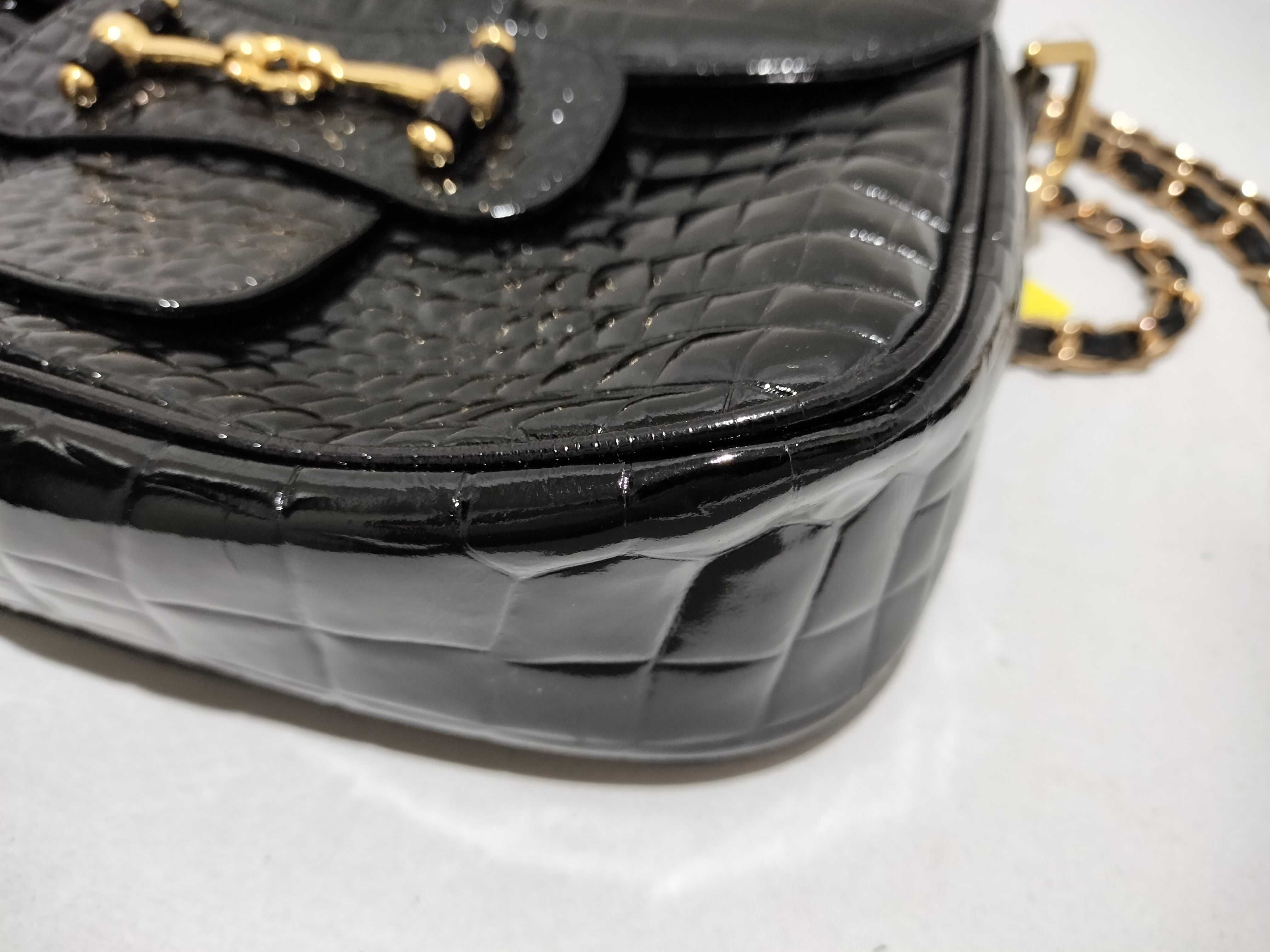 【水曜終了】(10709_0001)▼GUCCI パフューム クロコダイル風 チェーン ショルダー オールド ショルダーバッグ