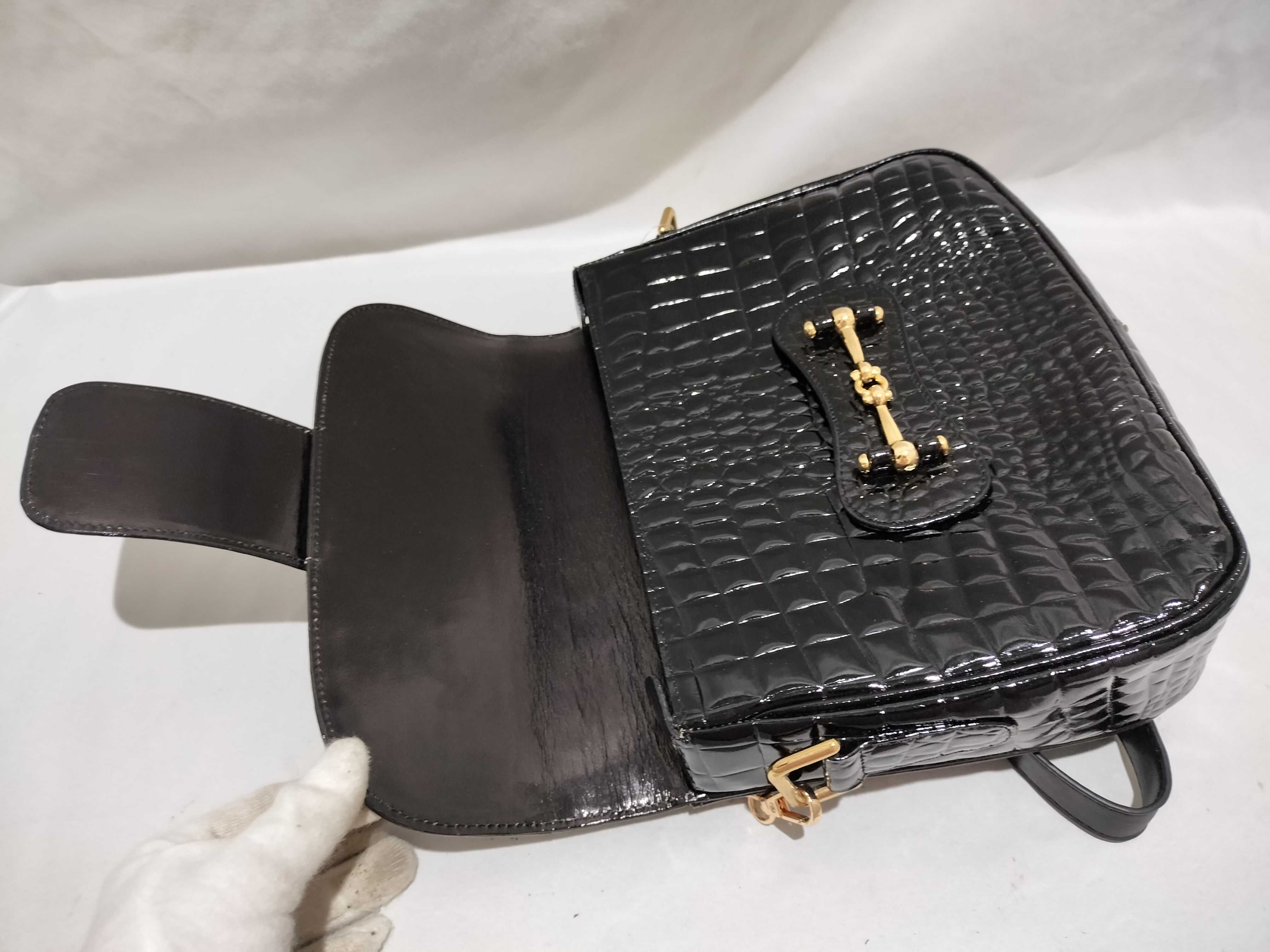 【水曜終了】(10709_0001)▼GUCCI パフューム クロコダイル風 チェーン ショルダー オールド ショルダーバッグ