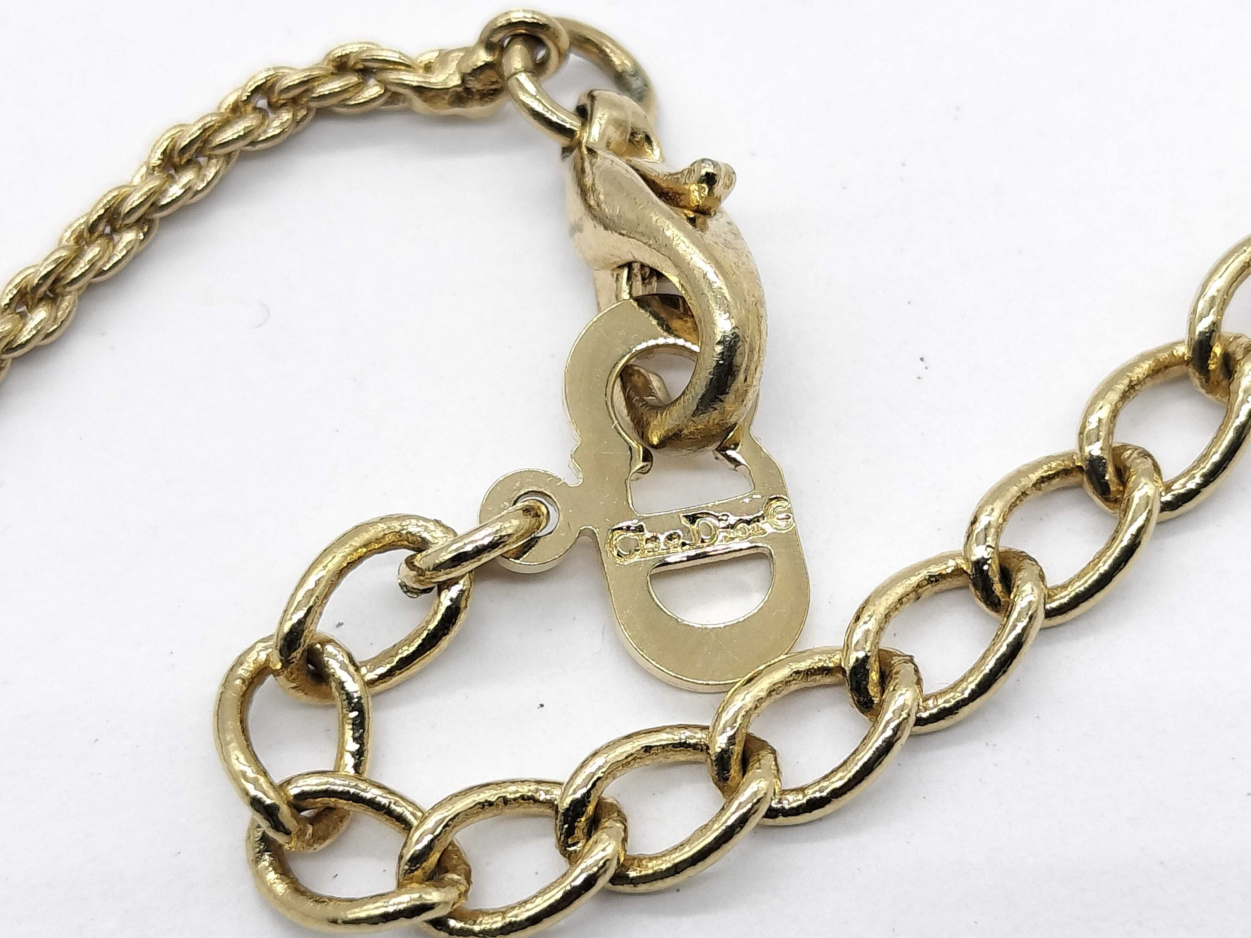 【水曜終了】(10700_0180)Dior CDロゴ ゴールド ラインストーン ネックレス