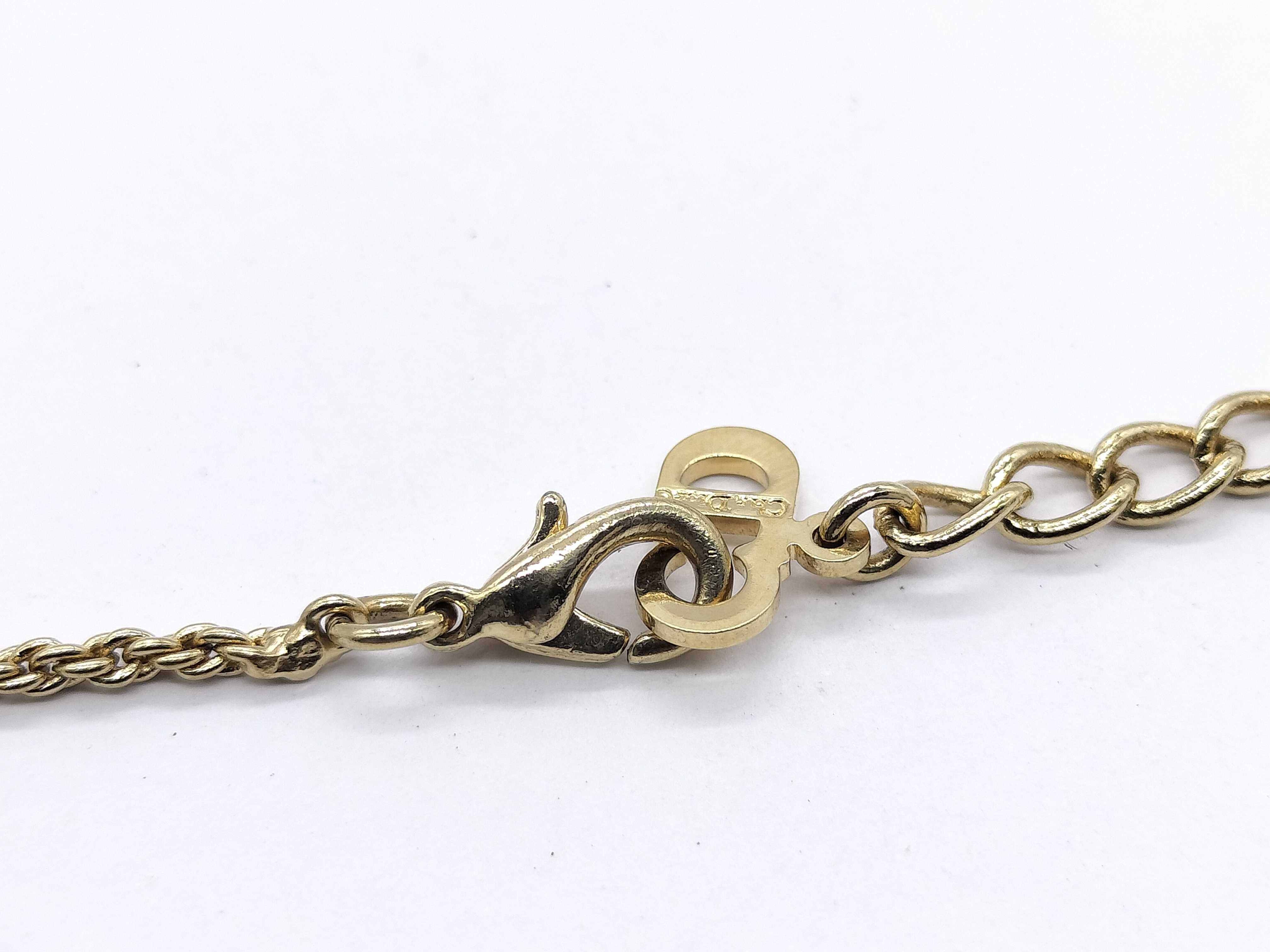 【水曜終了】(10700_0180)Dior CDロゴ ゴールド ラインストーン ネックレス