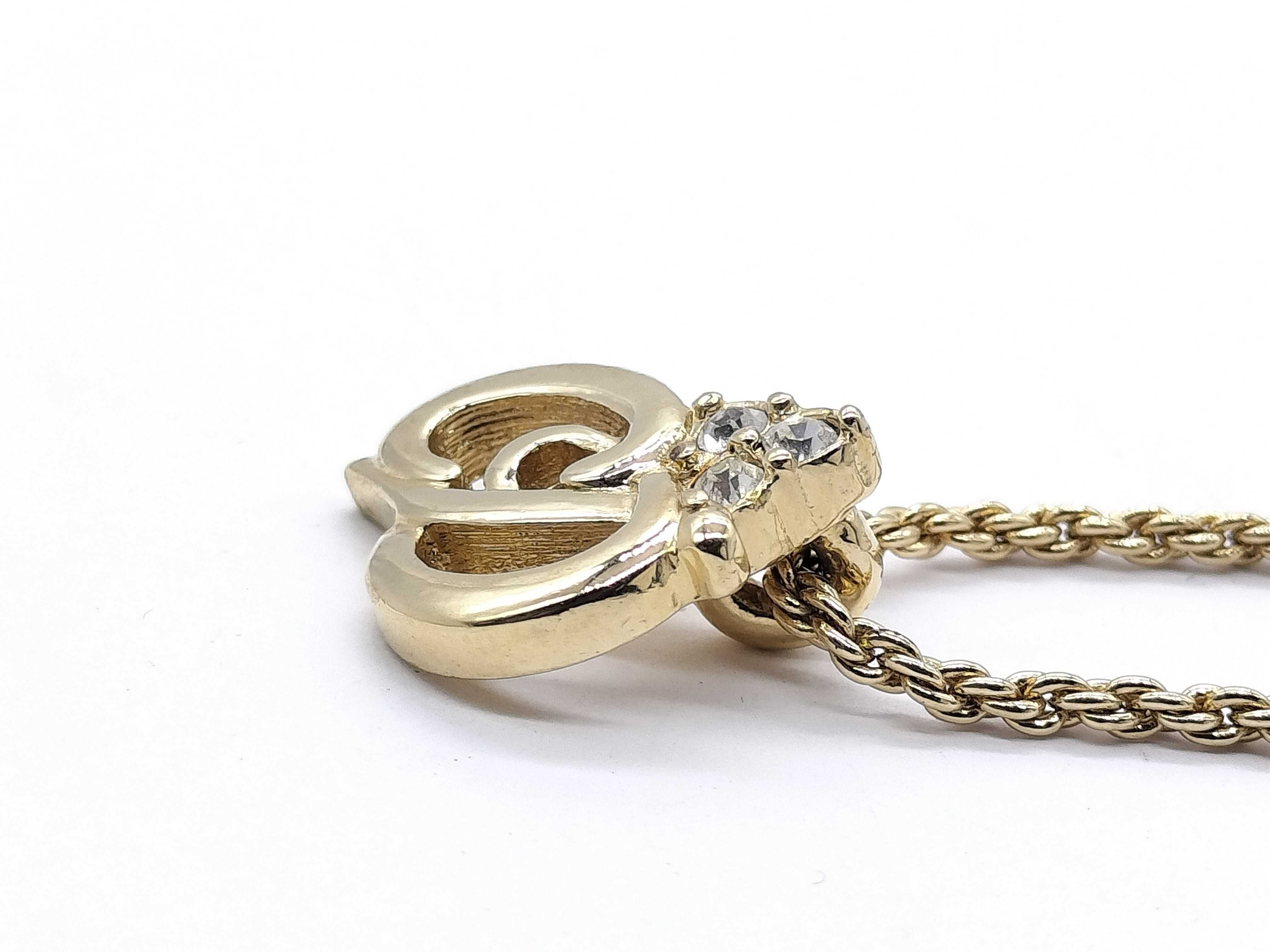 【水曜終了】(10700_0180)Dior CDロゴ ゴールド ラインストーン ネックレス