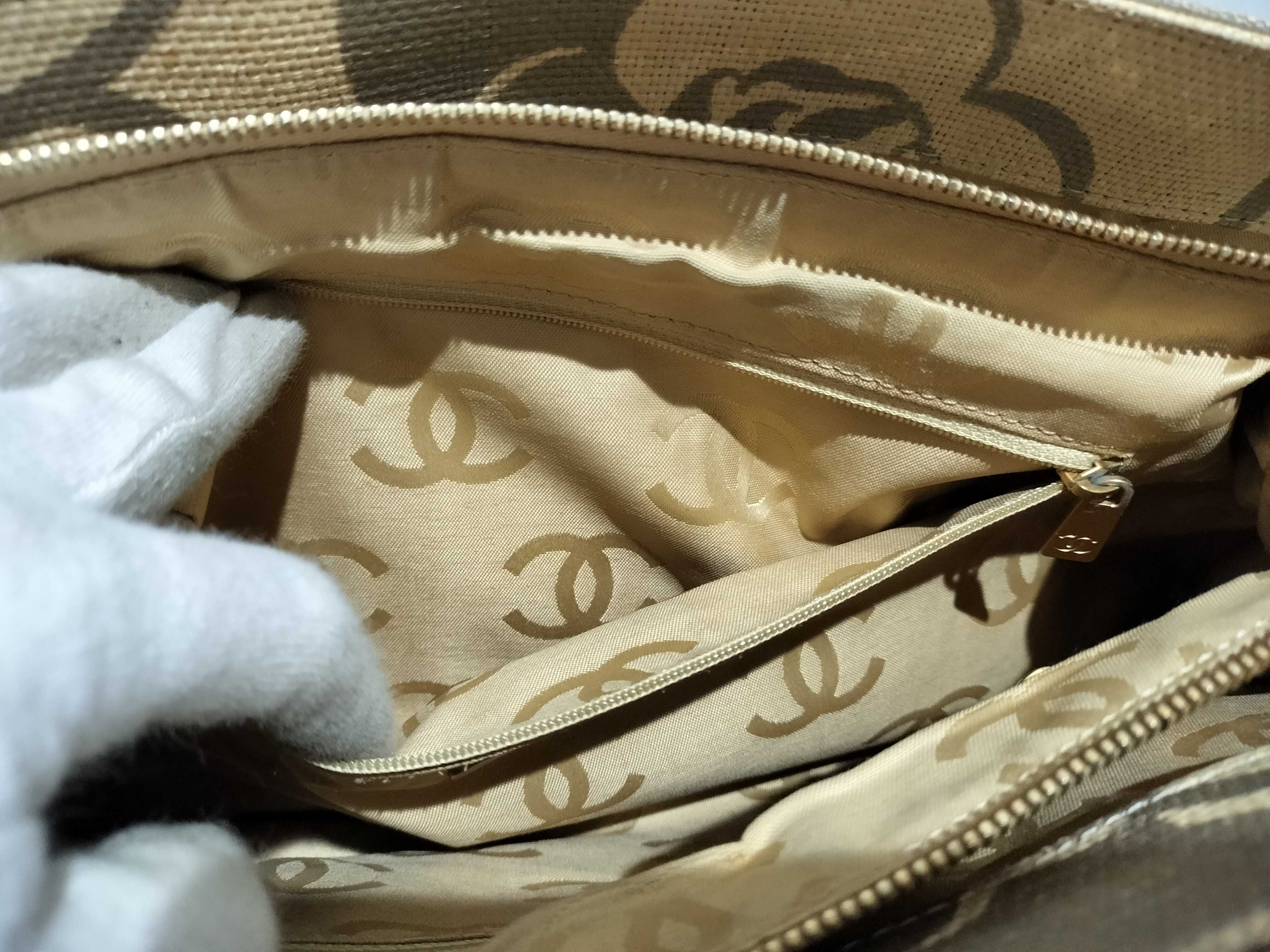 【水曜終了】(10707_0034)CHANEL ココマーク カメリア ストローチェーントート ローマ限定 ポーチ無 ハンドバッグ