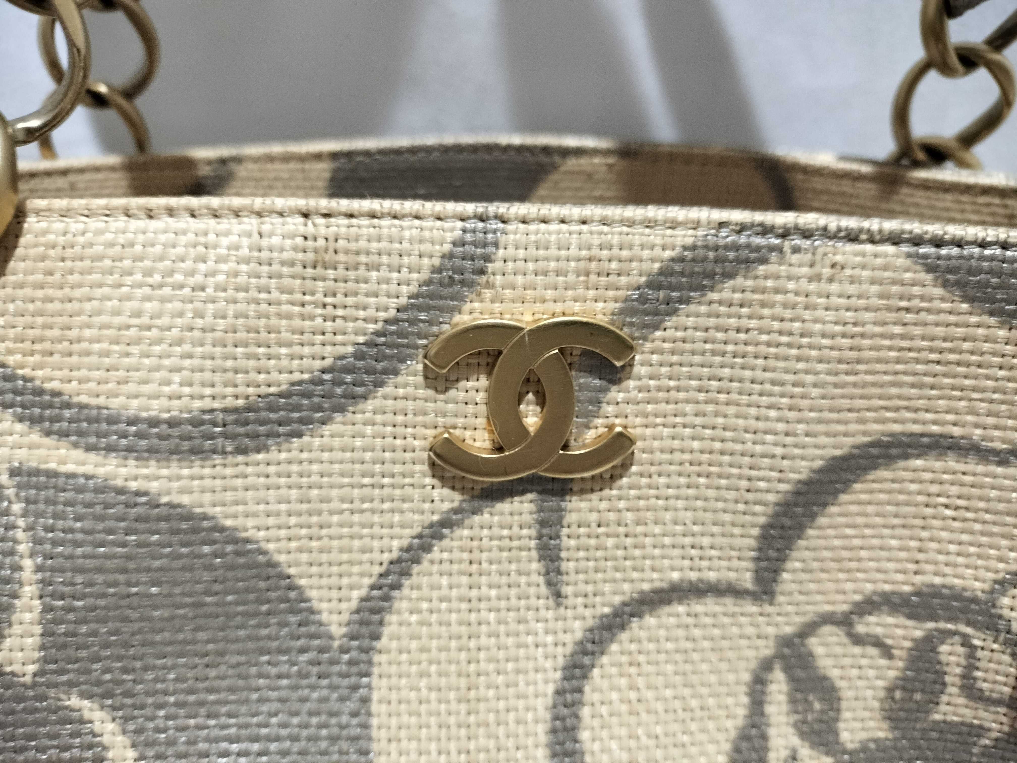 【水曜終了】(10707_0034)CHANEL ココマーク カメリア ストローチェーントート ローマ限定 ポーチ無 ハンドバッグ