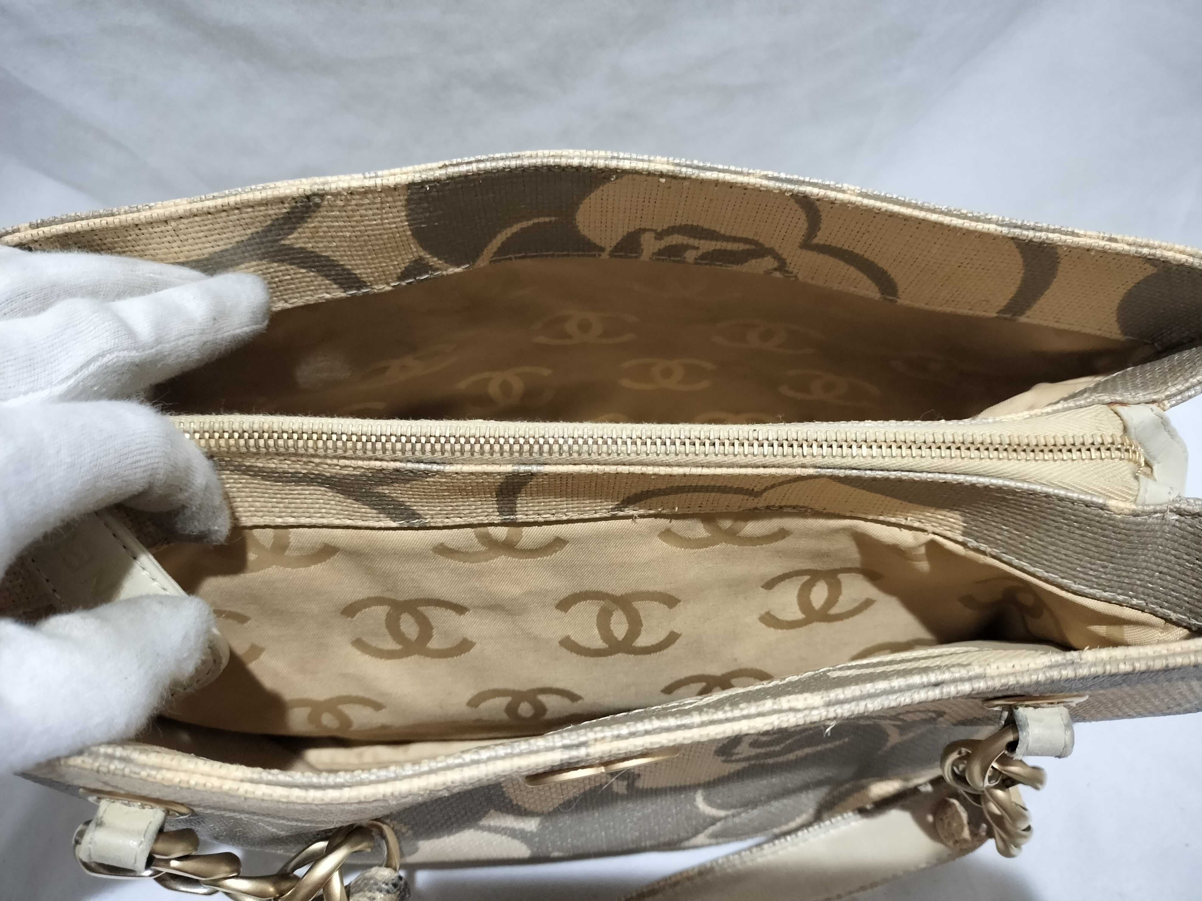 【水曜終了】(10707_0034)CHANEL ココマーク カメリア ストローチェーントート ローマ限定 ポーチ無 ハンドバッグ