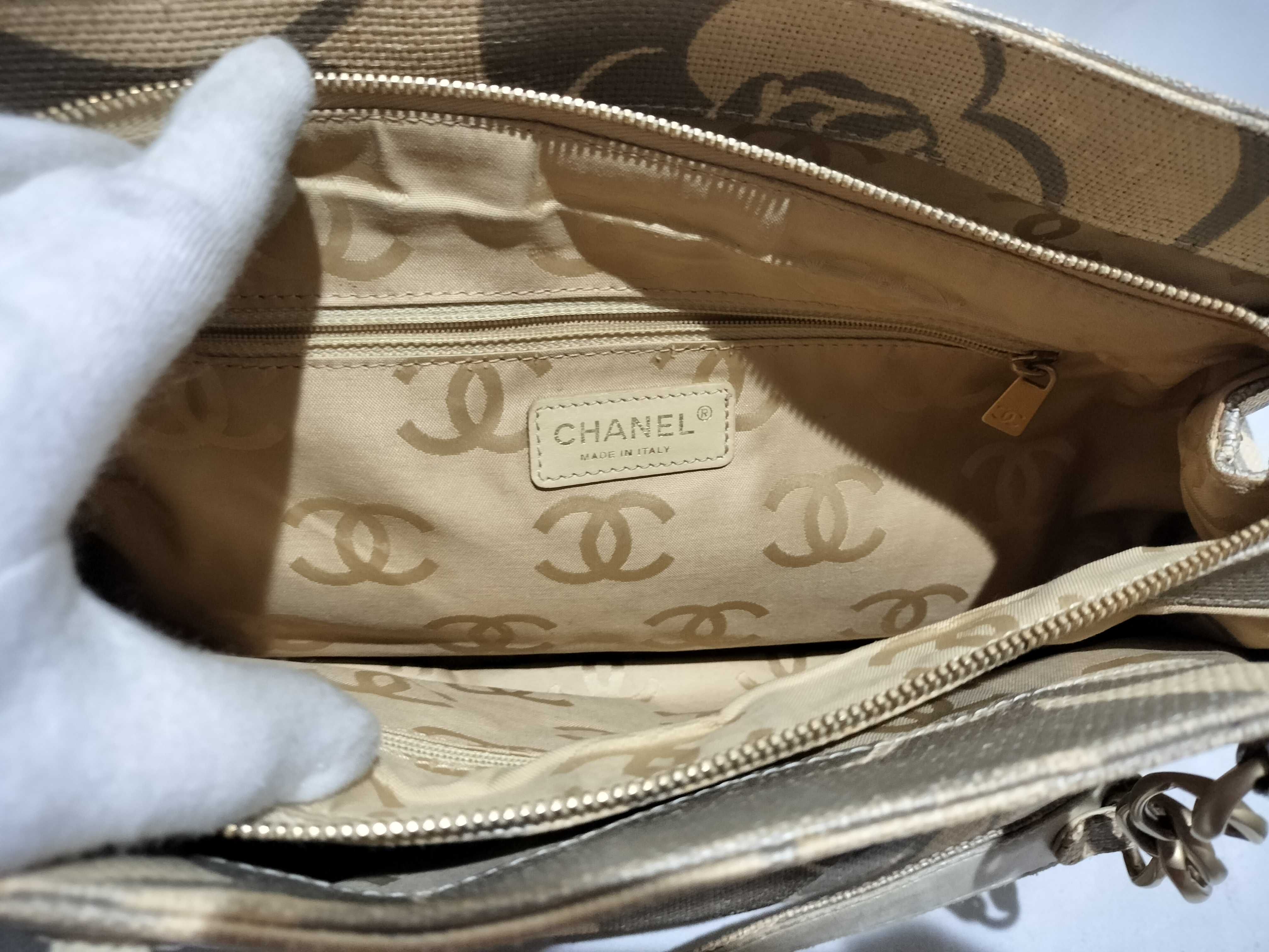 【水曜終了】(10707_0034)CHANEL ココマーク カメリア ストローチェーントート ローマ限定 ポーチ無 ハンドバッグ