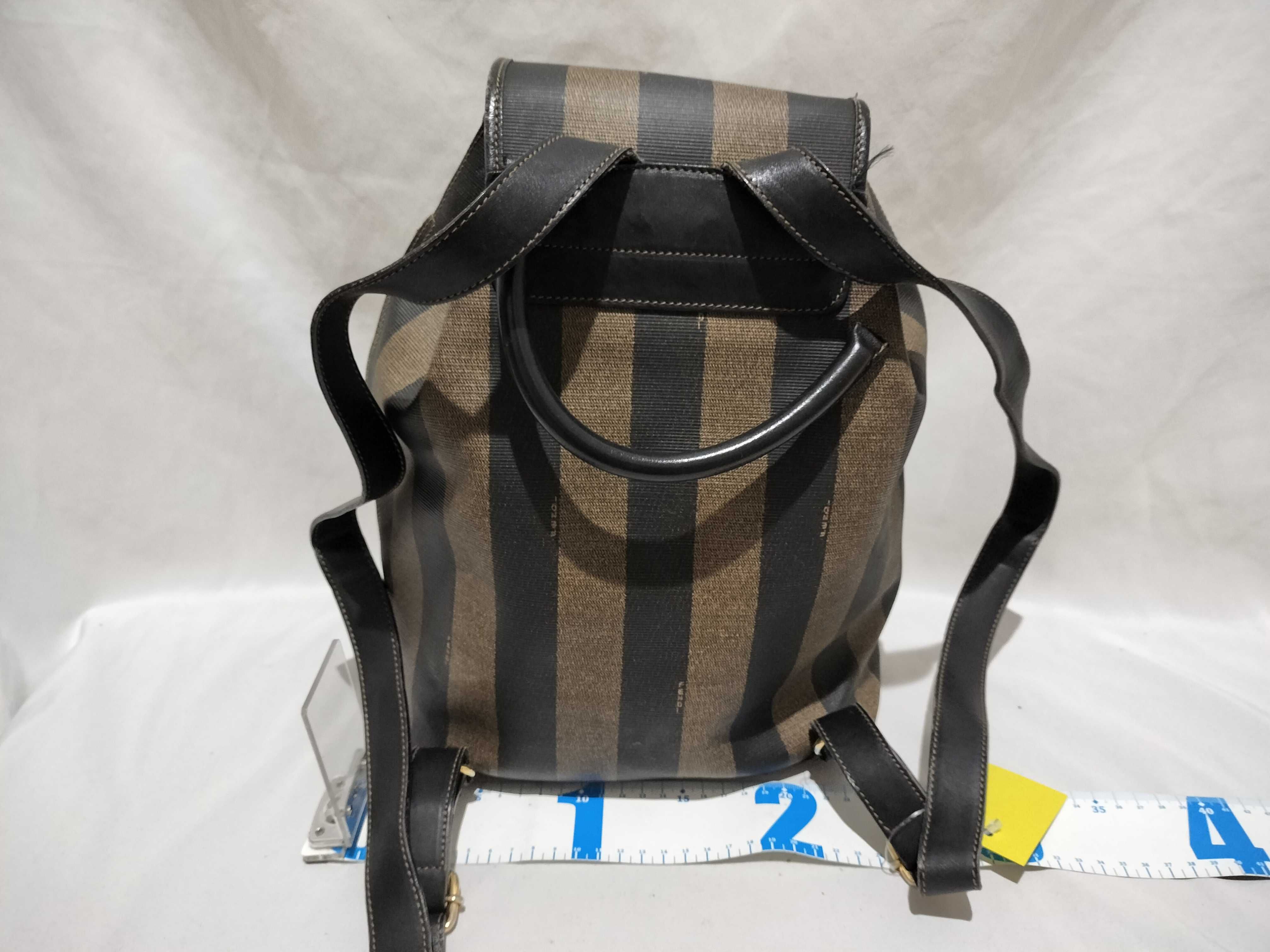 【水曜終了】(10709_0138)FENDI ペカン柄 紐 持ち手切れ リュックサック