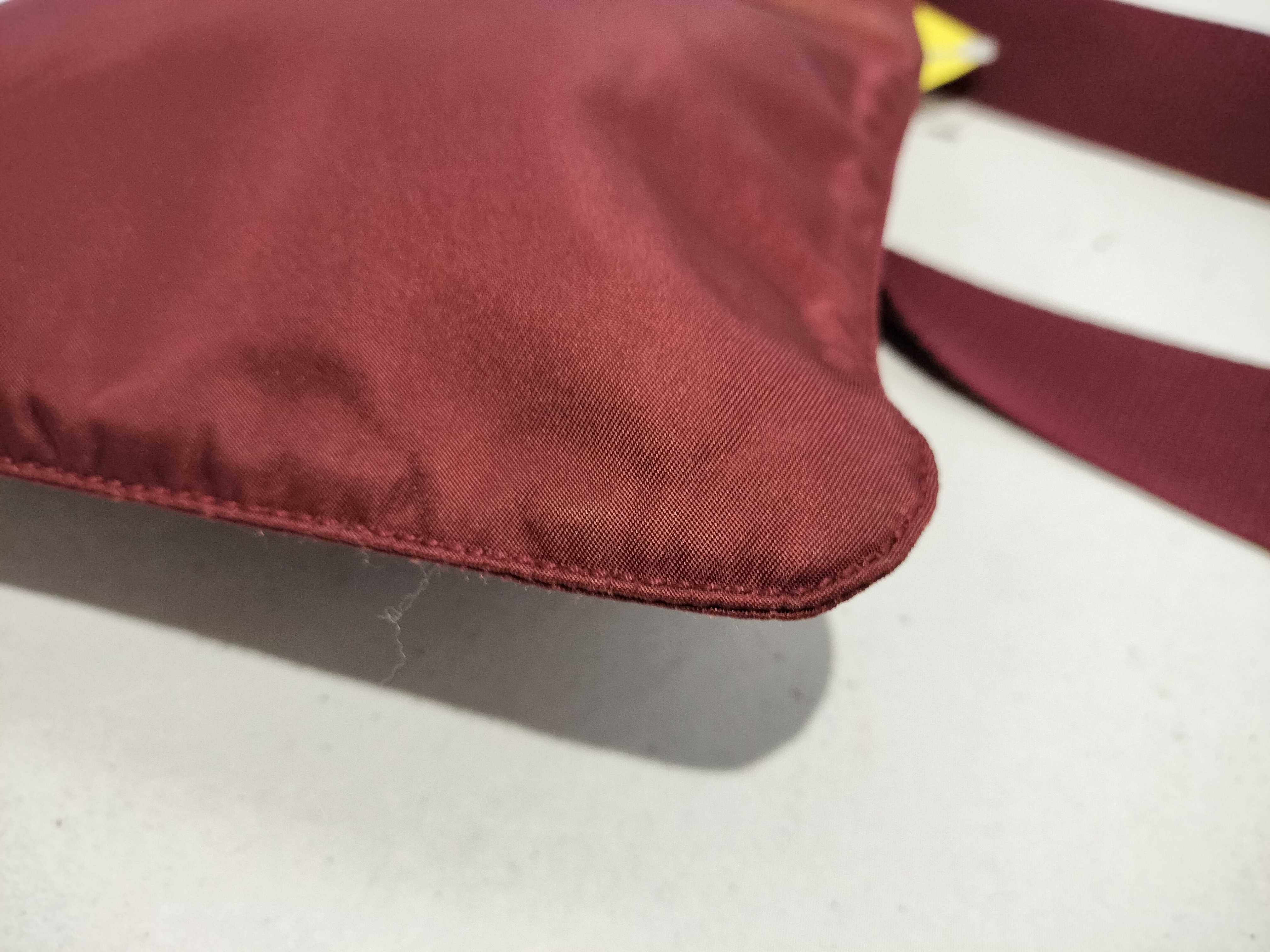 【水曜終了】(10709_0098)PRADA ナイロン ショルダー レザー 赤 ショルダーバッグ