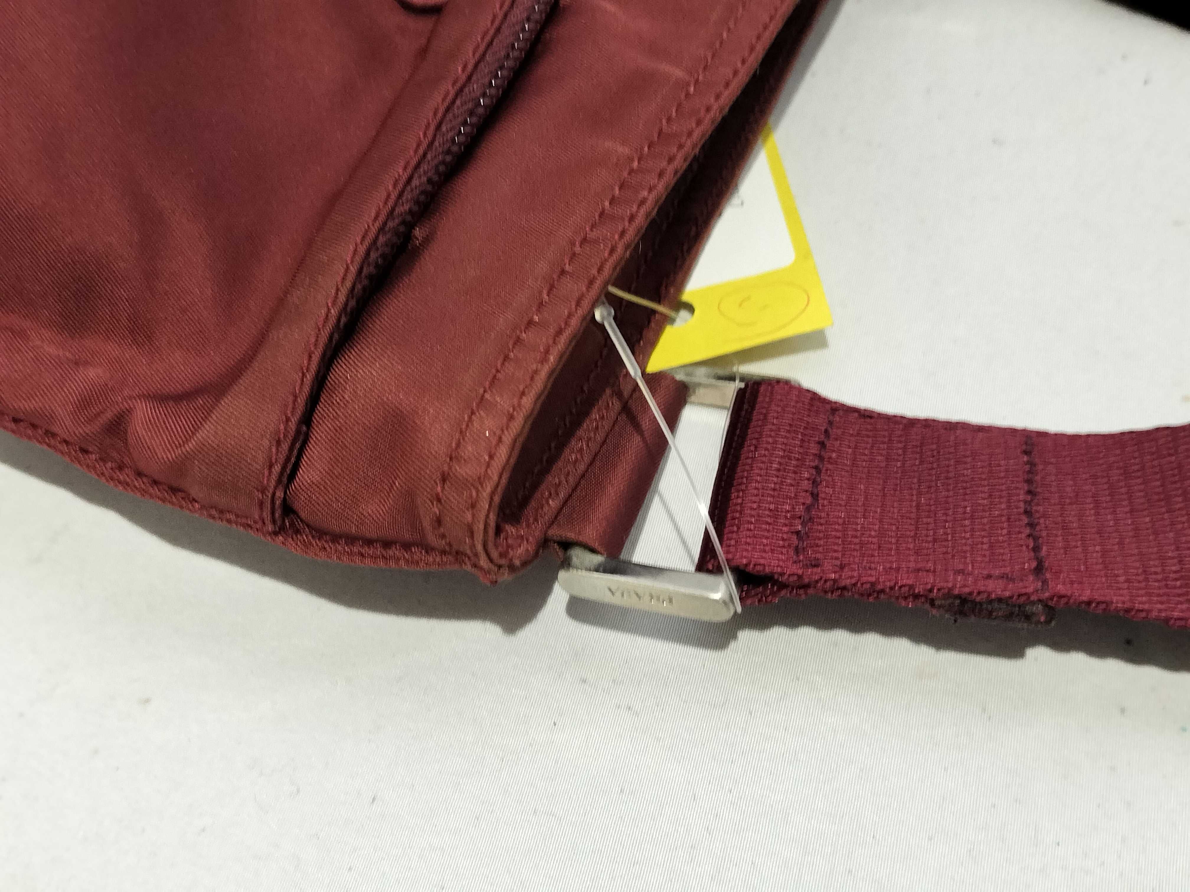 【水曜終了】(10709_0098)PRADA ナイロン ショルダー レザー 赤 ショルダーバッグ