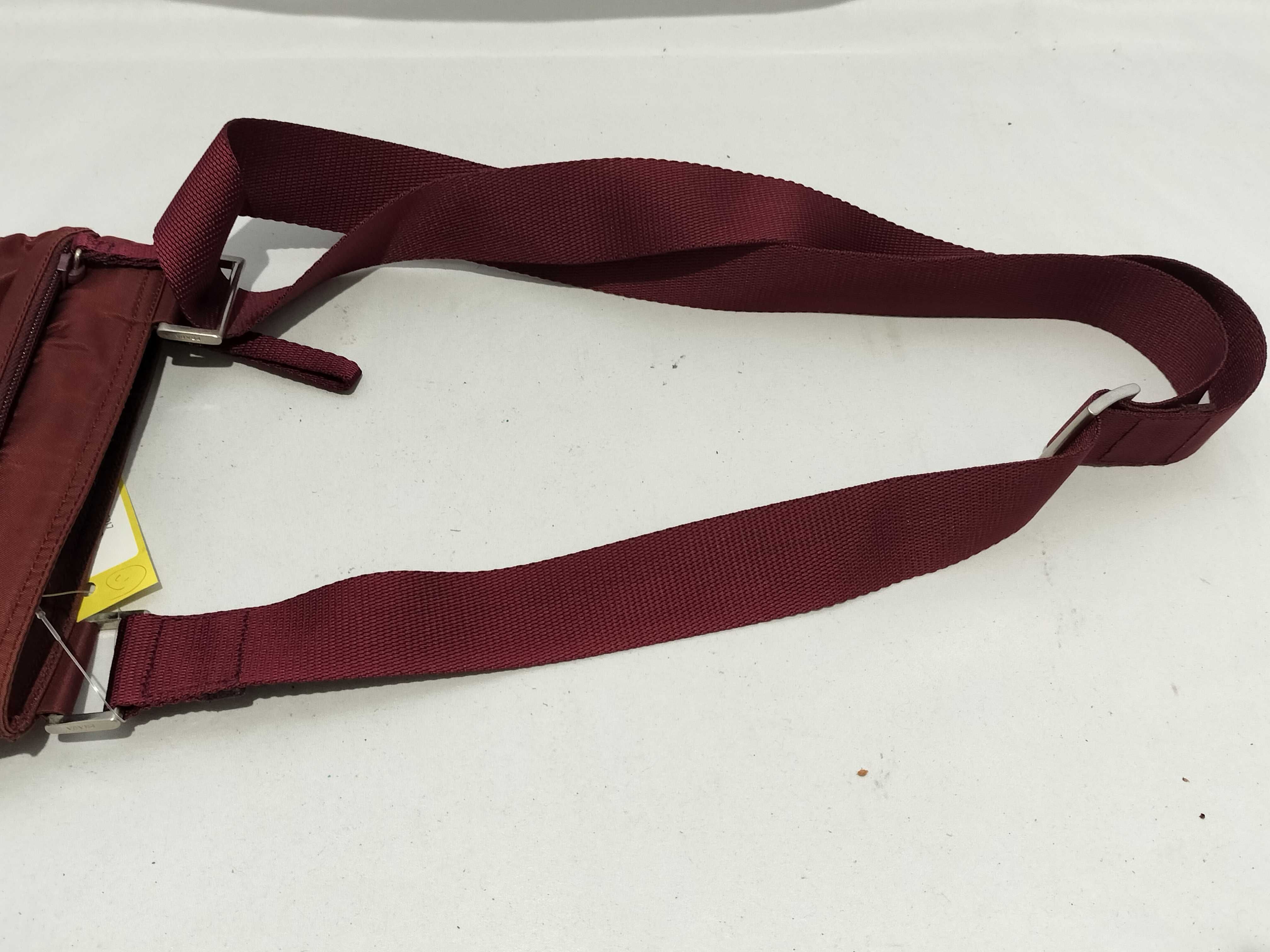 【水曜終了】(10709_0098)PRADA ナイロン ショルダー レザー 赤 ショルダーバッグ