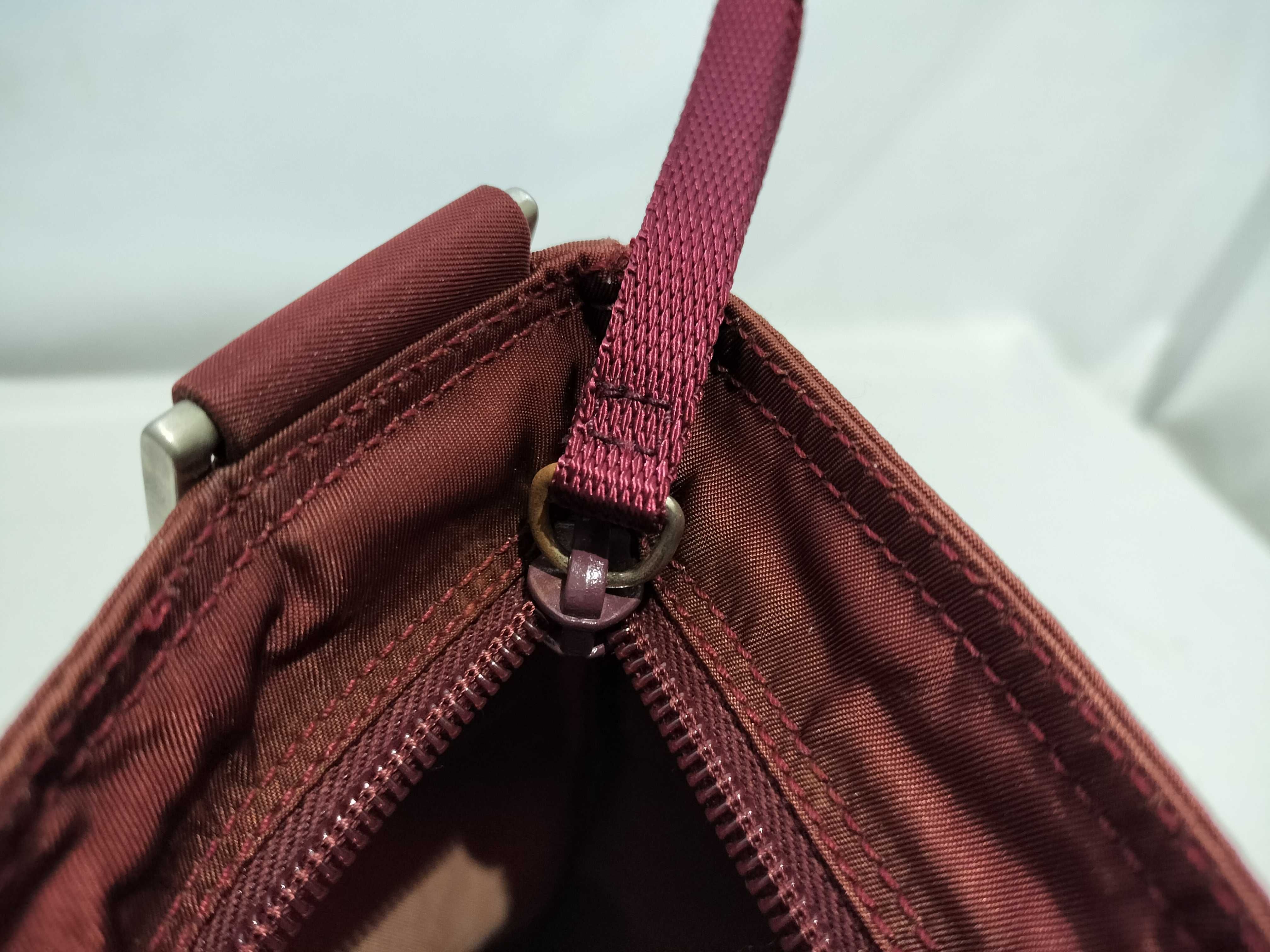 【水曜終了】(10709_0098)PRADA ナイロン ショルダー レザー 赤 ショルダーバッグ