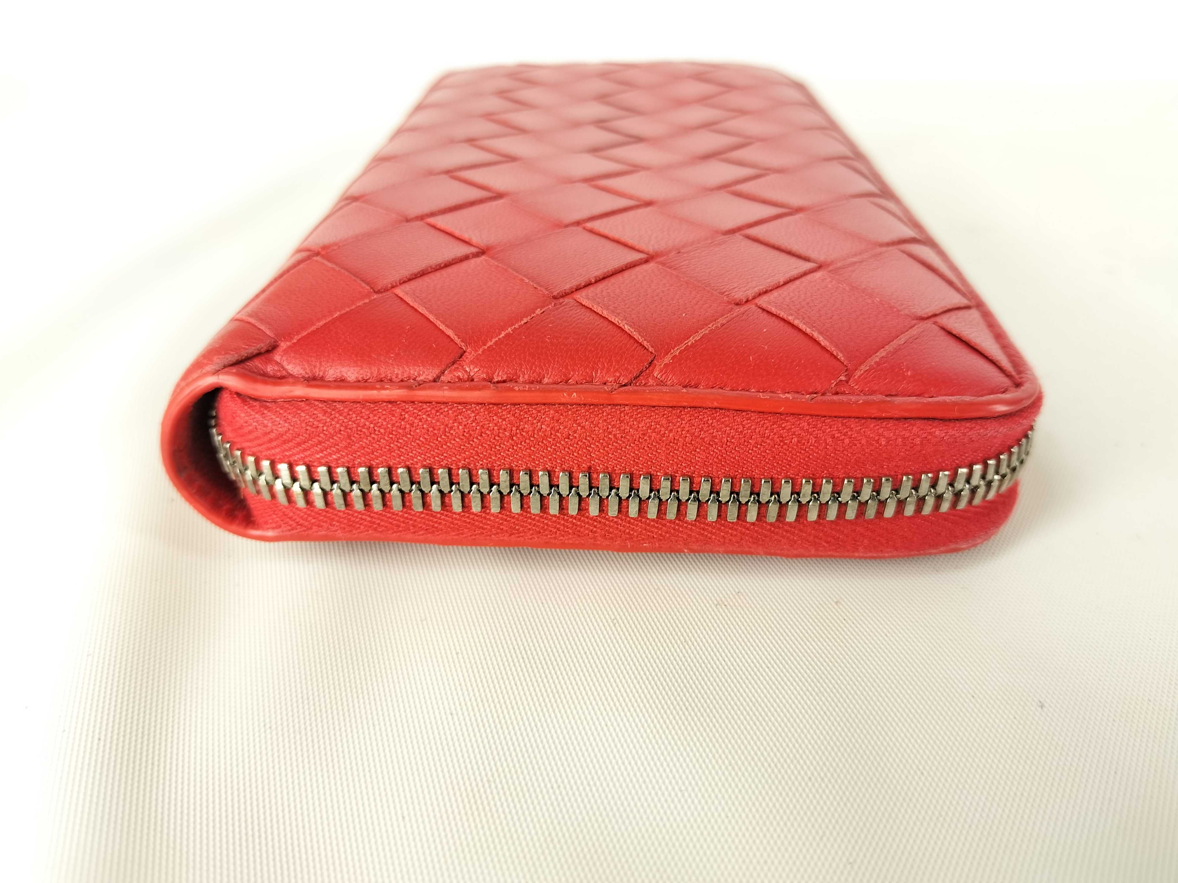 【水曜終了】(10700_0140)BOTTEGA VENETA イントレチャート ラウンド 財布 イントレチャート 赤 財布