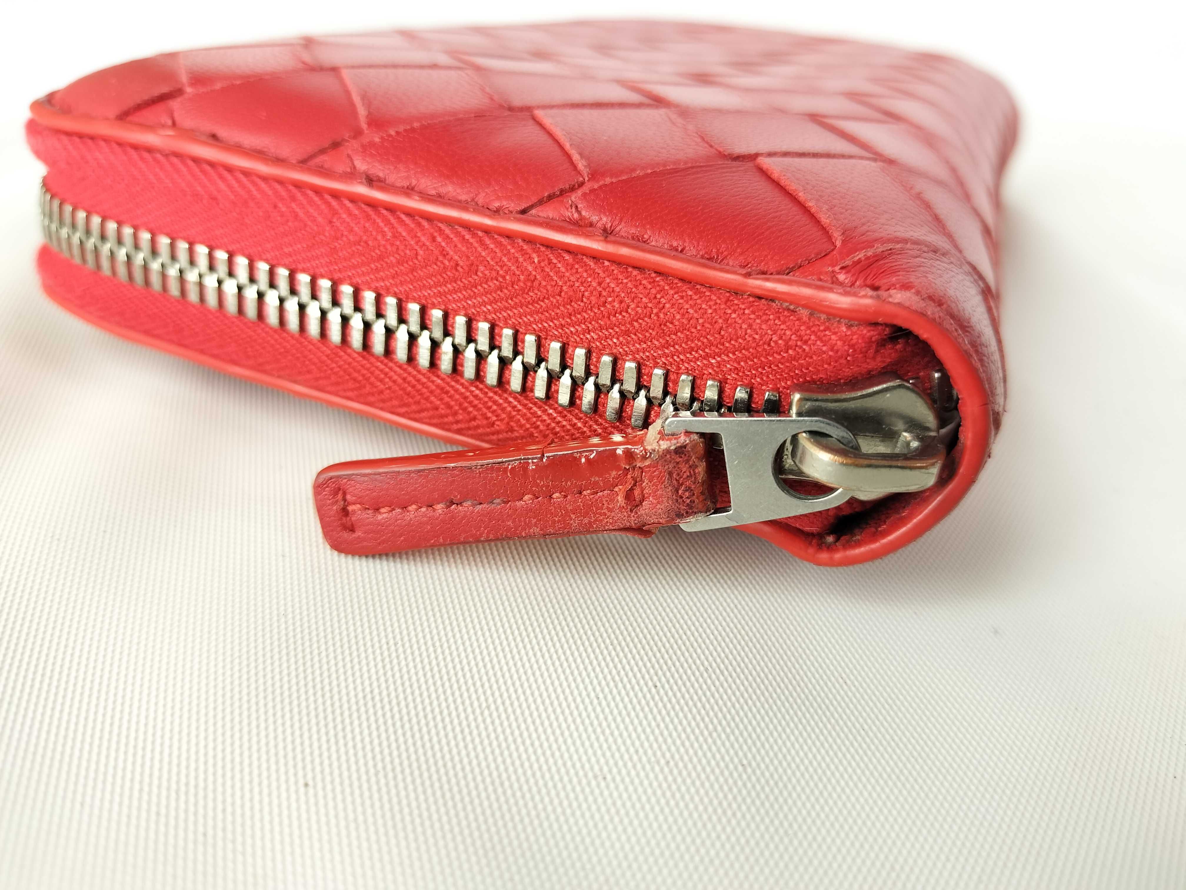 【水曜終了】(10700_0140)BOTTEGA VENETA イントレチャート ラウンド 財布 イントレチャート 赤 財布