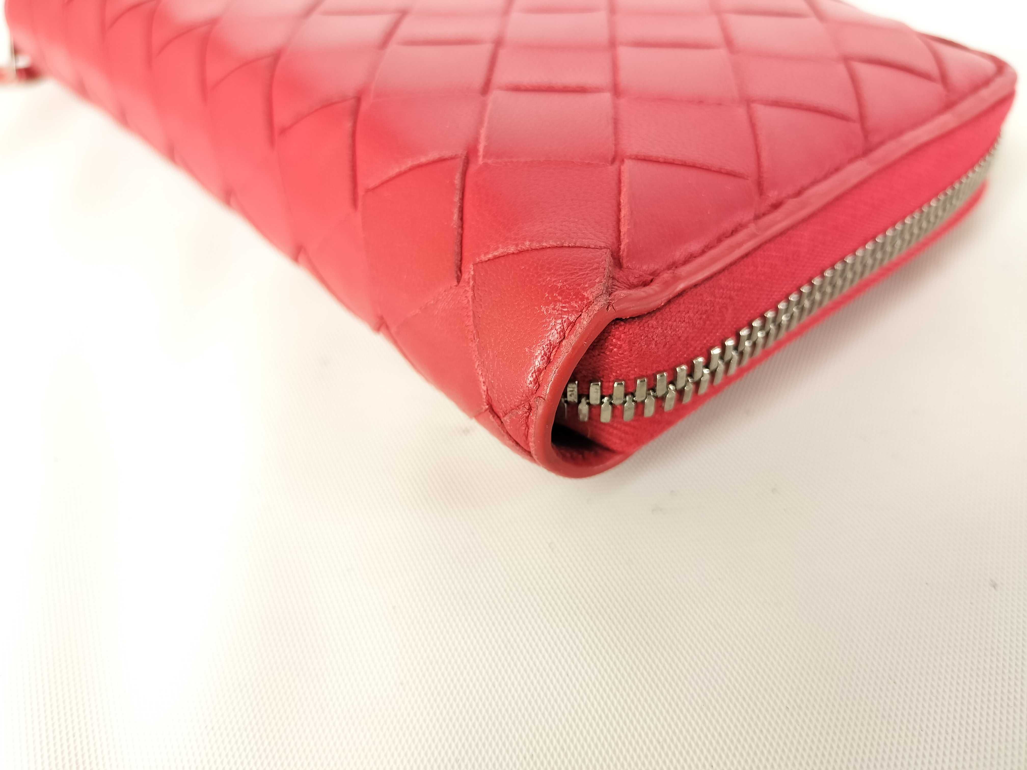 【水曜終了】(10700_0140)BOTTEGA VENETA イントレチャート ラウンド 財布 イントレチャート 赤 財布