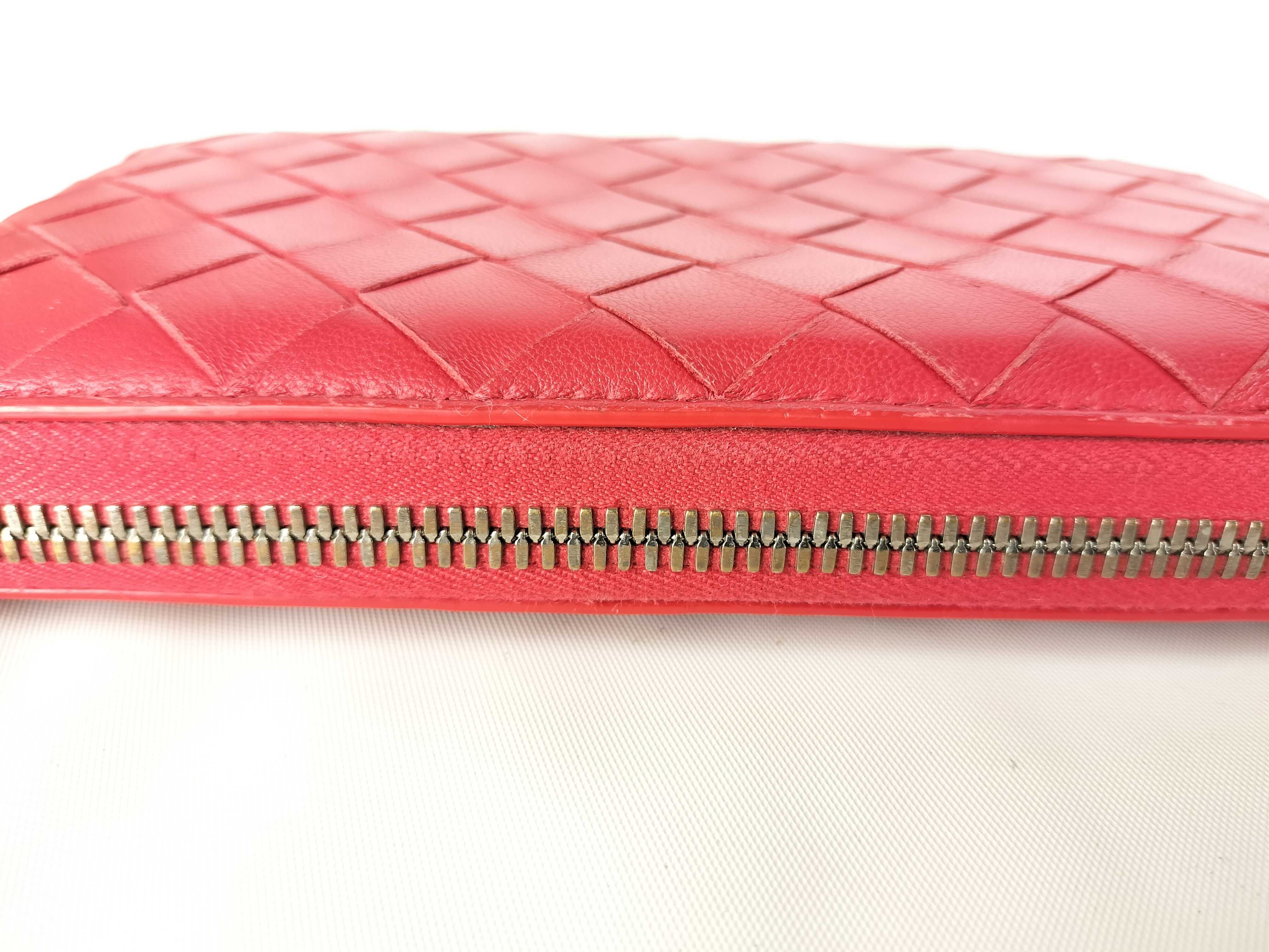 【水曜終了】(10700_0140)BOTTEGA VENETA イントレチャート ラウンド 財布 イントレチャート 赤 財布