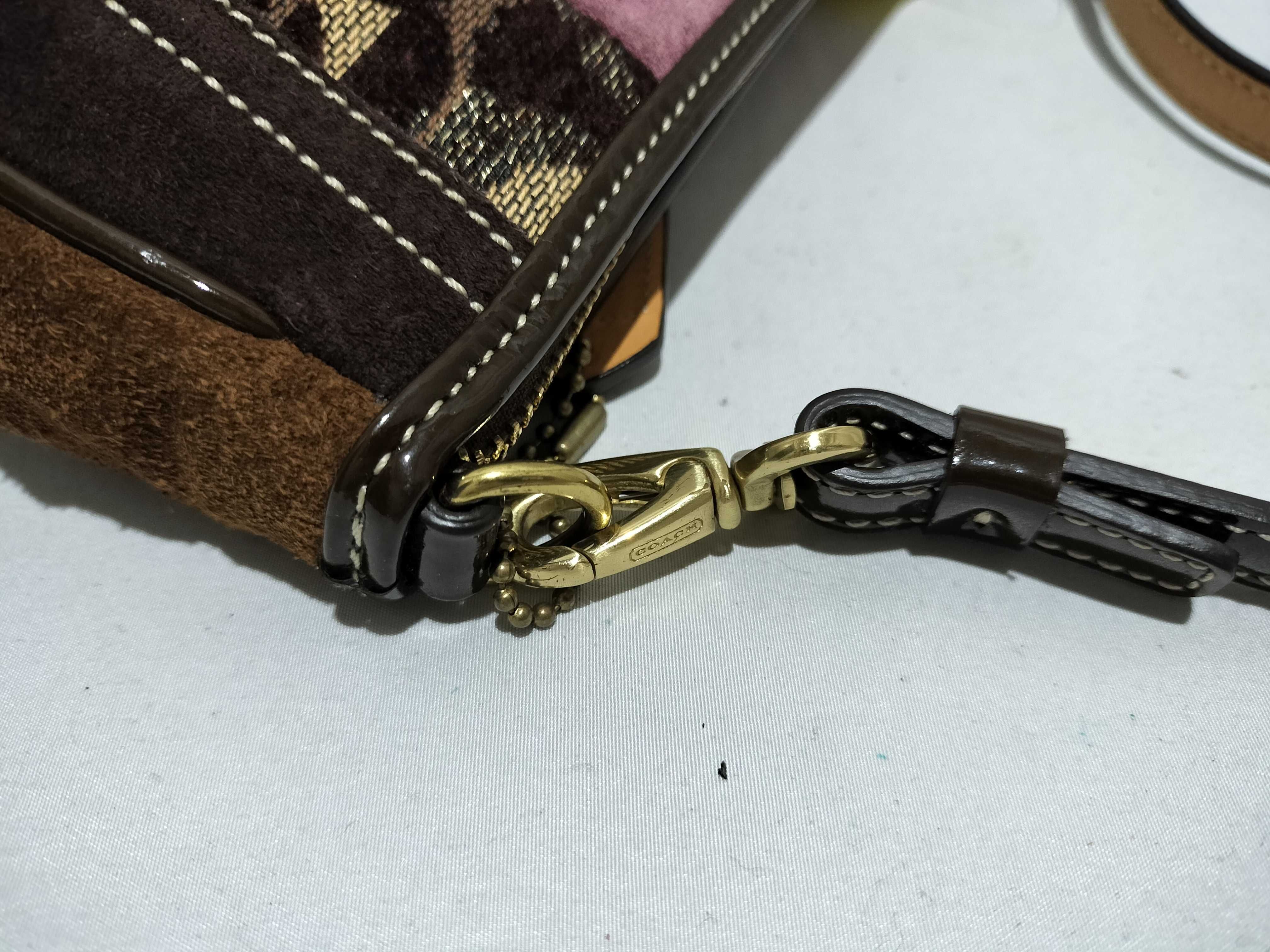 【水曜終了】(10698_0077)COACH シグネチャー キャンバス×レザー×ハラコ キルティング ワンショル 7071 ハンドバッグ