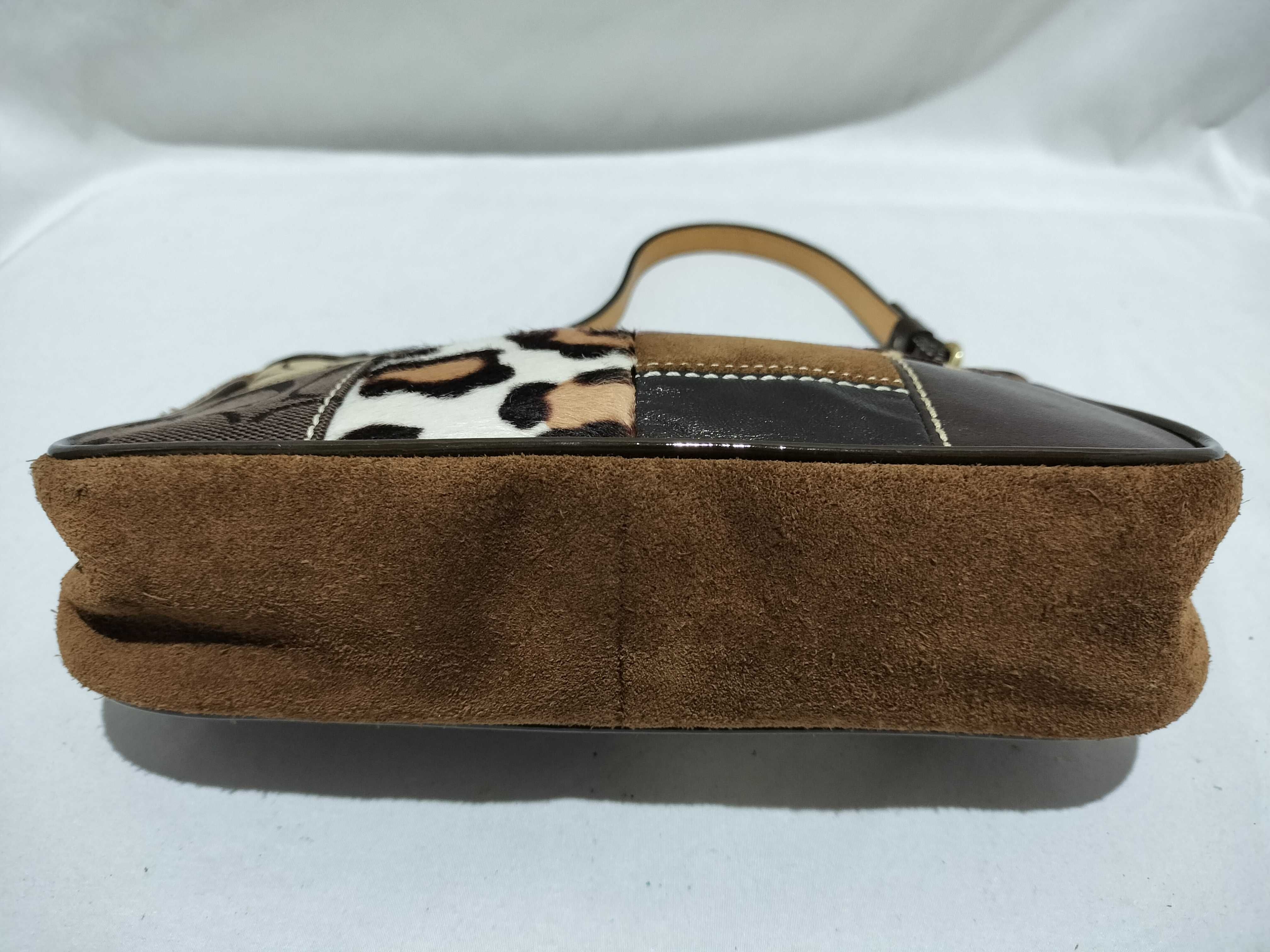 【水曜終了】(10698_0077)COACH シグネチャー キャンバス×レザー×ハラコ キルティング ワンショル 7071 ハンドバッグ