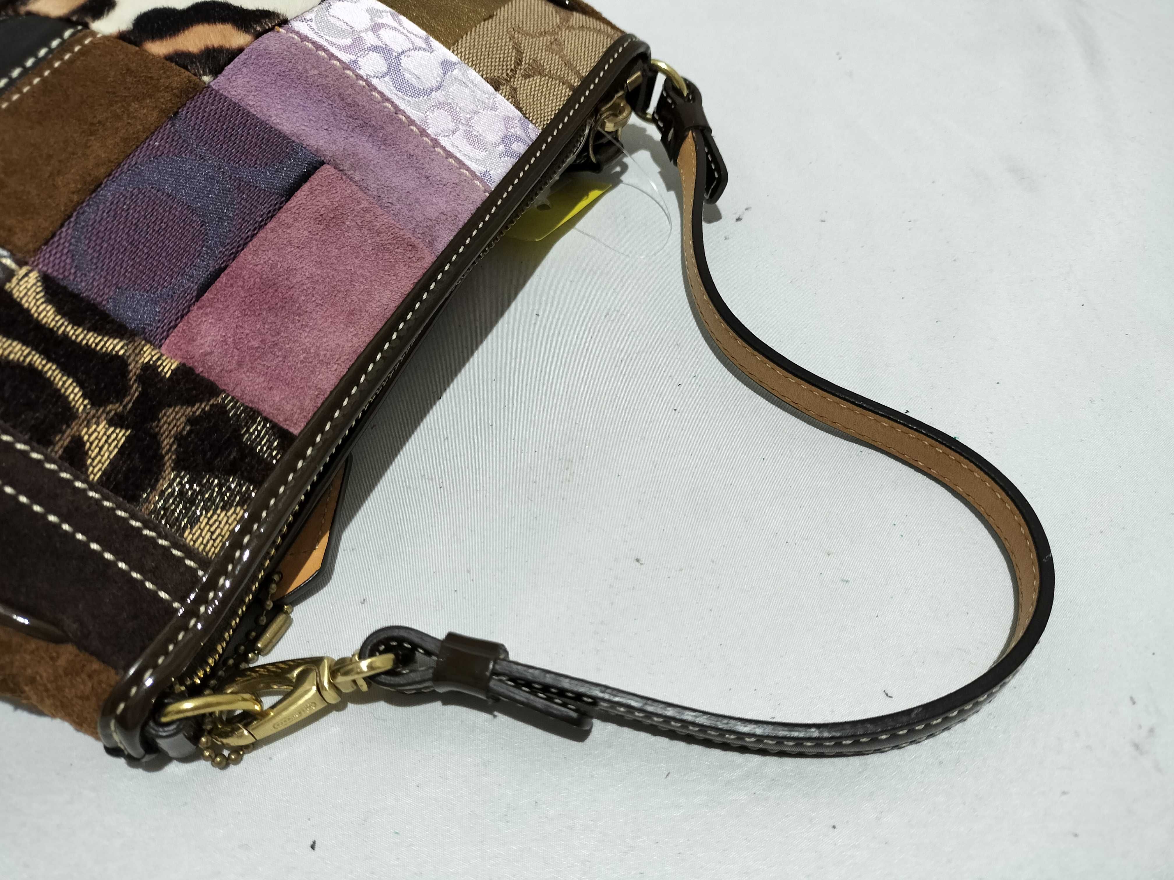 【水曜終了】(10698_0077)COACH シグネチャー キャンバス×レザー×ハラコ キルティング ワンショル 7071 ハンドバッグ