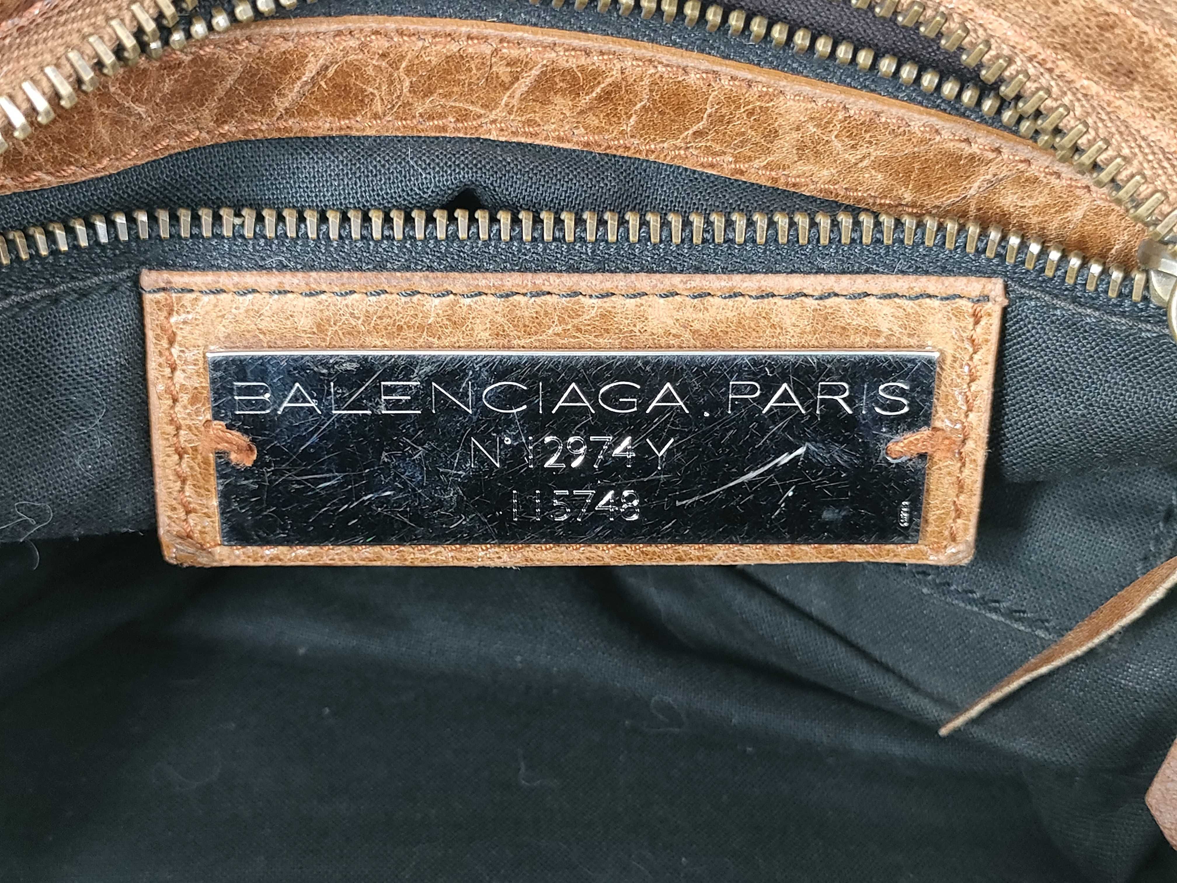 【水曜終了】(10699_0169)BALENCIAGA ザ・ジャイアントシティ レザー 2WAYハンドバッグ ブラウン 115748 ミラー付き ハンドバッグ