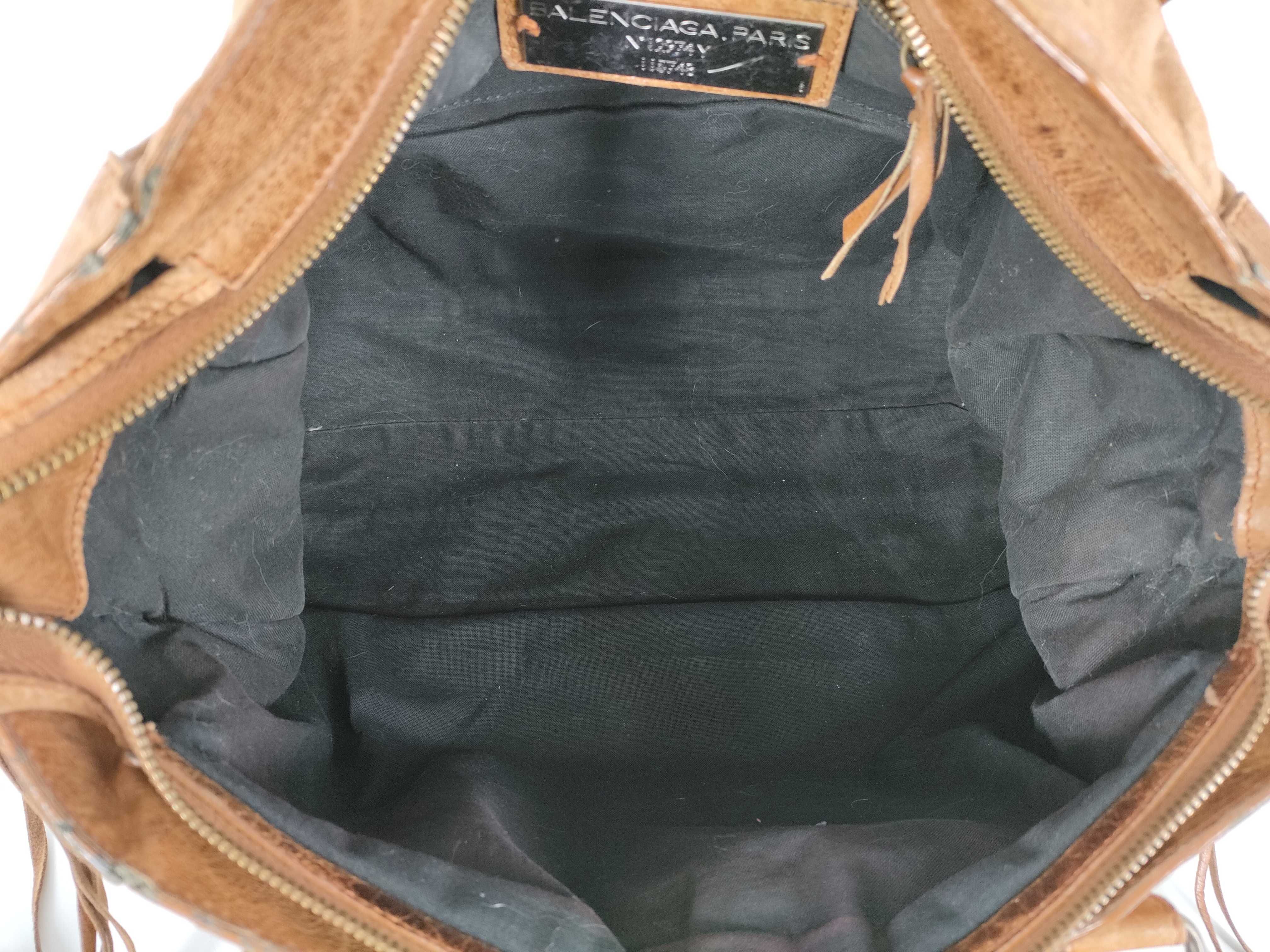 【水曜終了】(10699_0169)BALENCIAGA ザ・ジャイアントシティ レザー 2WAYハンドバッグ ブラウン 115748 ミラー付き ハンドバッグ