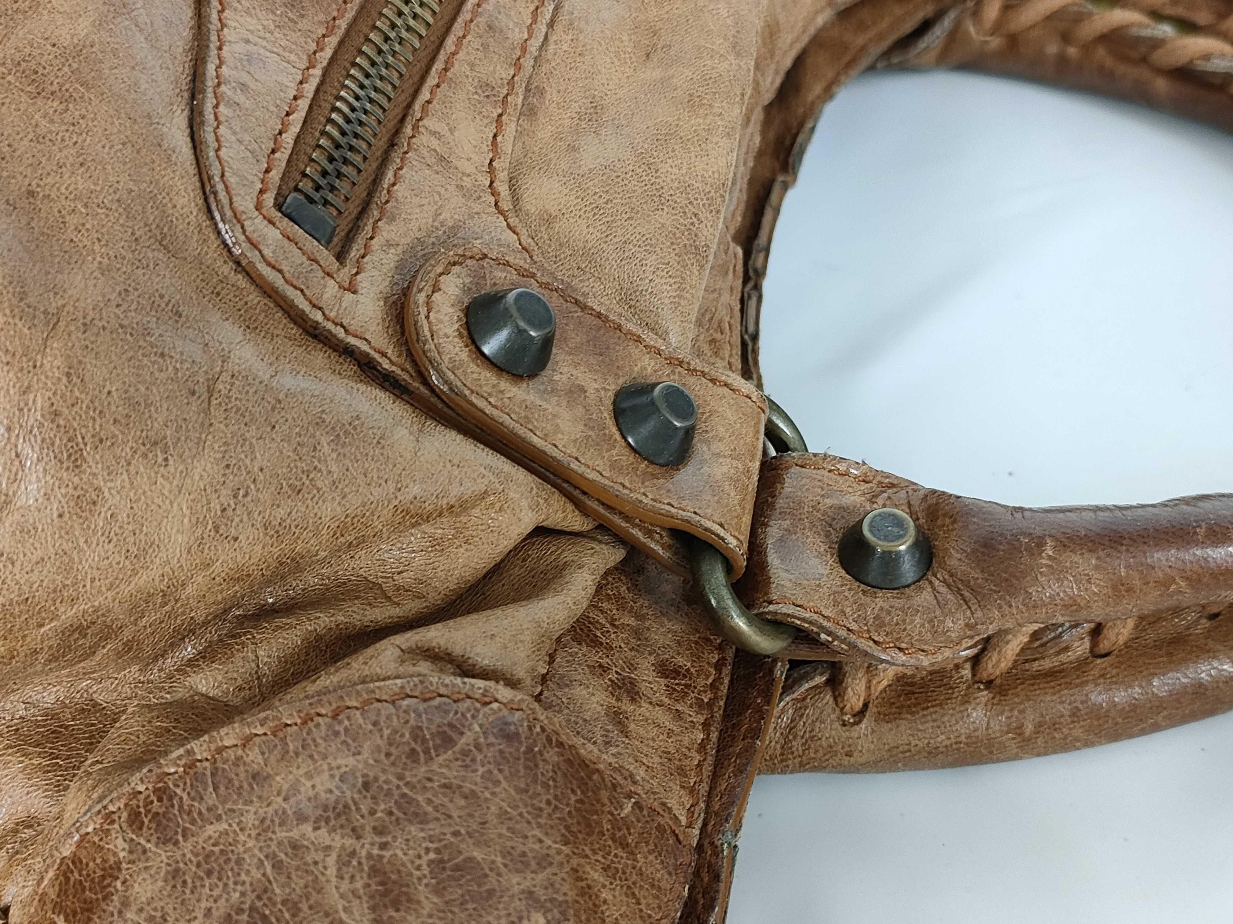 【水曜終了】(10699_0169)BALENCIAGA ザ・ジャイアントシティ レザー 2WAYハンドバッグ ブラウン 115748 ミラー付き ハンドバッグ