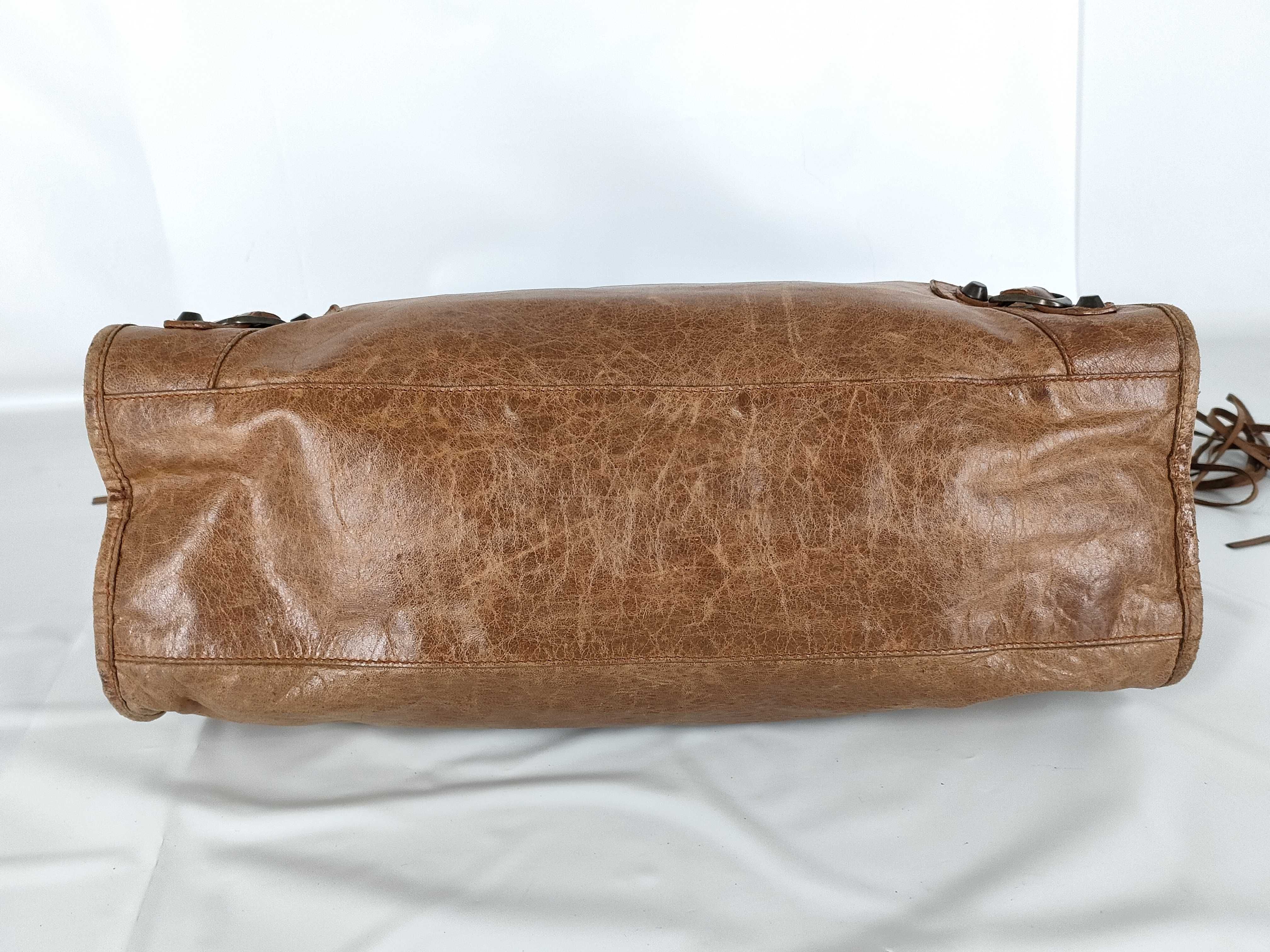 【水曜終了】(10699_0169)BALENCIAGA ザ・ジャイアントシティ レザー 2WAYハンドバッグ ブラウン 115748 ミラー付き ハンドバッグ