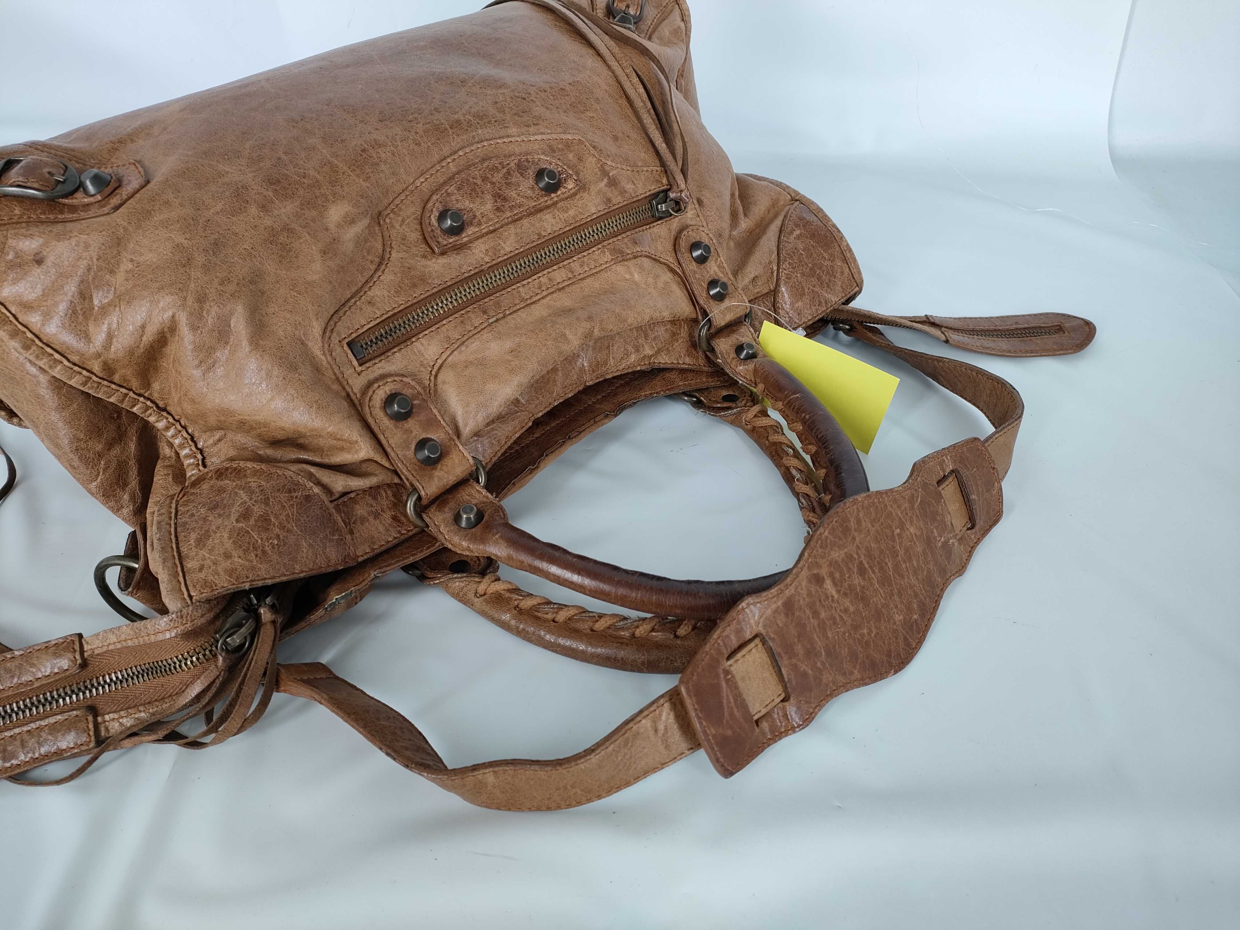 【水曜終了】(10699_0169)BALENCIAGA ザ・ジャイアントシティ レザー 2WAYハンドバッグ ブラウン 115748 ミラー付き ハンドバッグ