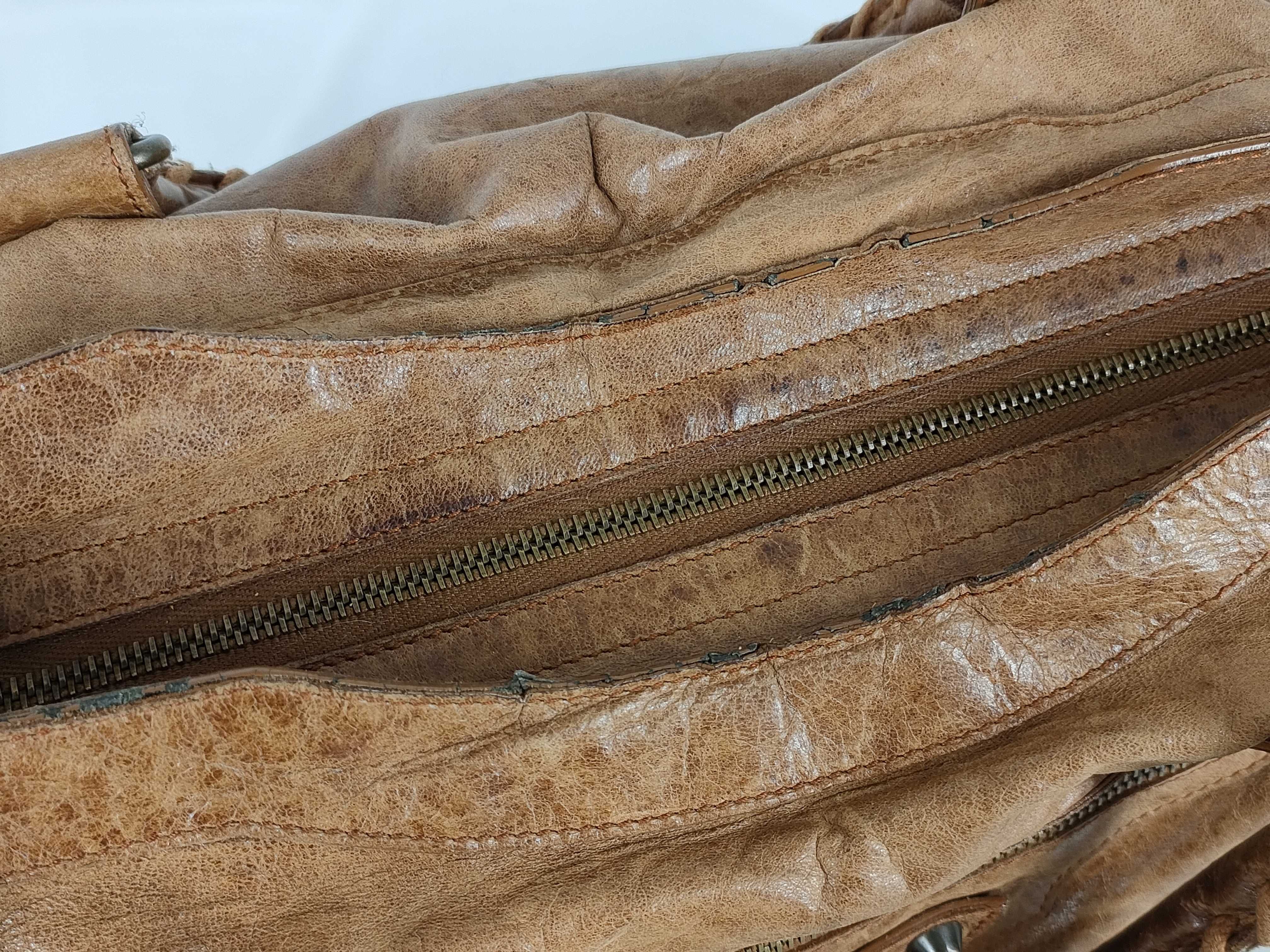 【水曜終了】(10699_0169)BALENCIAGA ザ・ジャイアントシティ レザー 2WAYハンドバッグ ブラウン 115748 ミラー付き ハンドバッグ