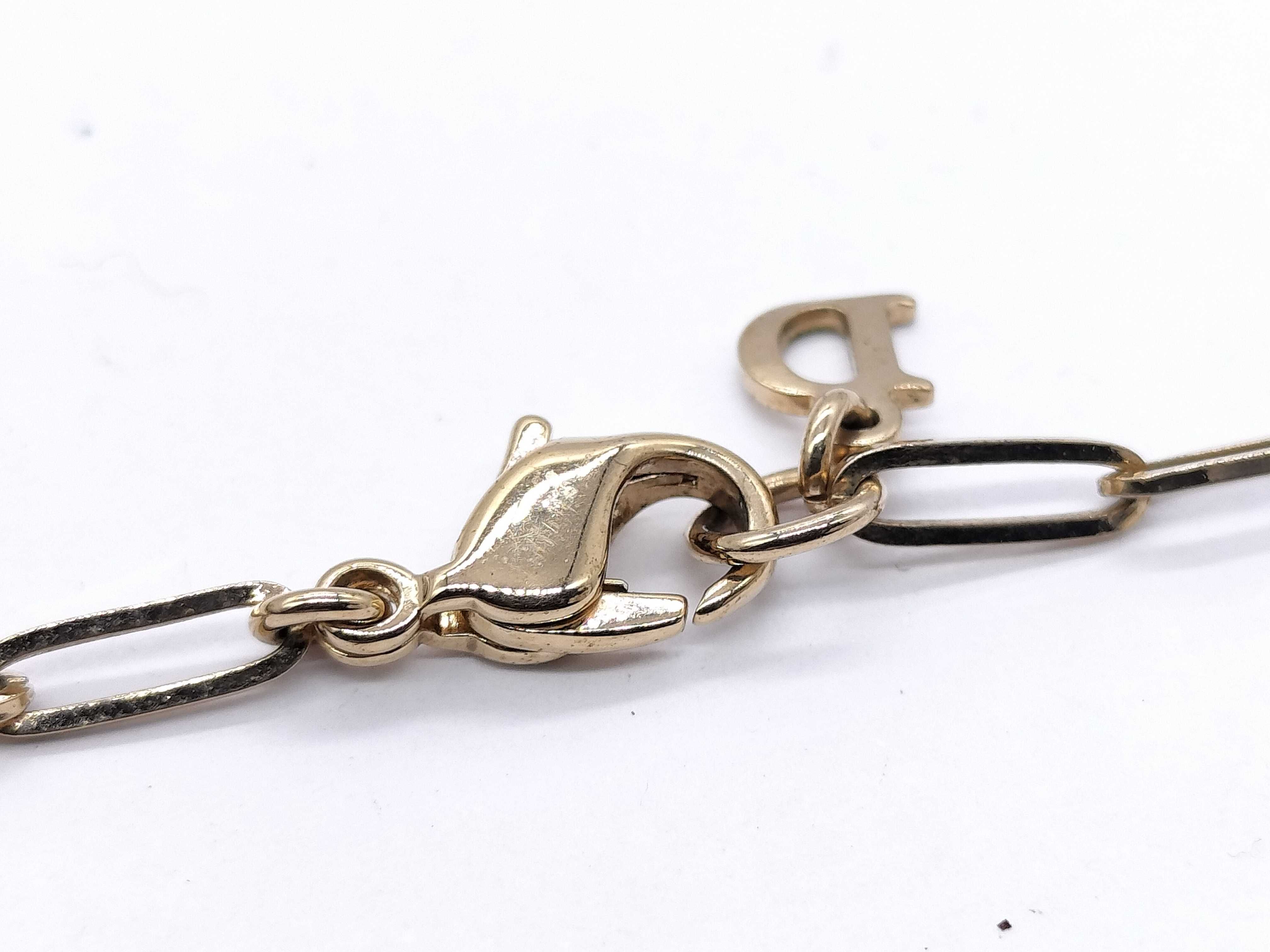 【水曜終了】(10700_0173)Dior ロゴ ラインストーン ハートカデナ チェーンネックレス ネックレス