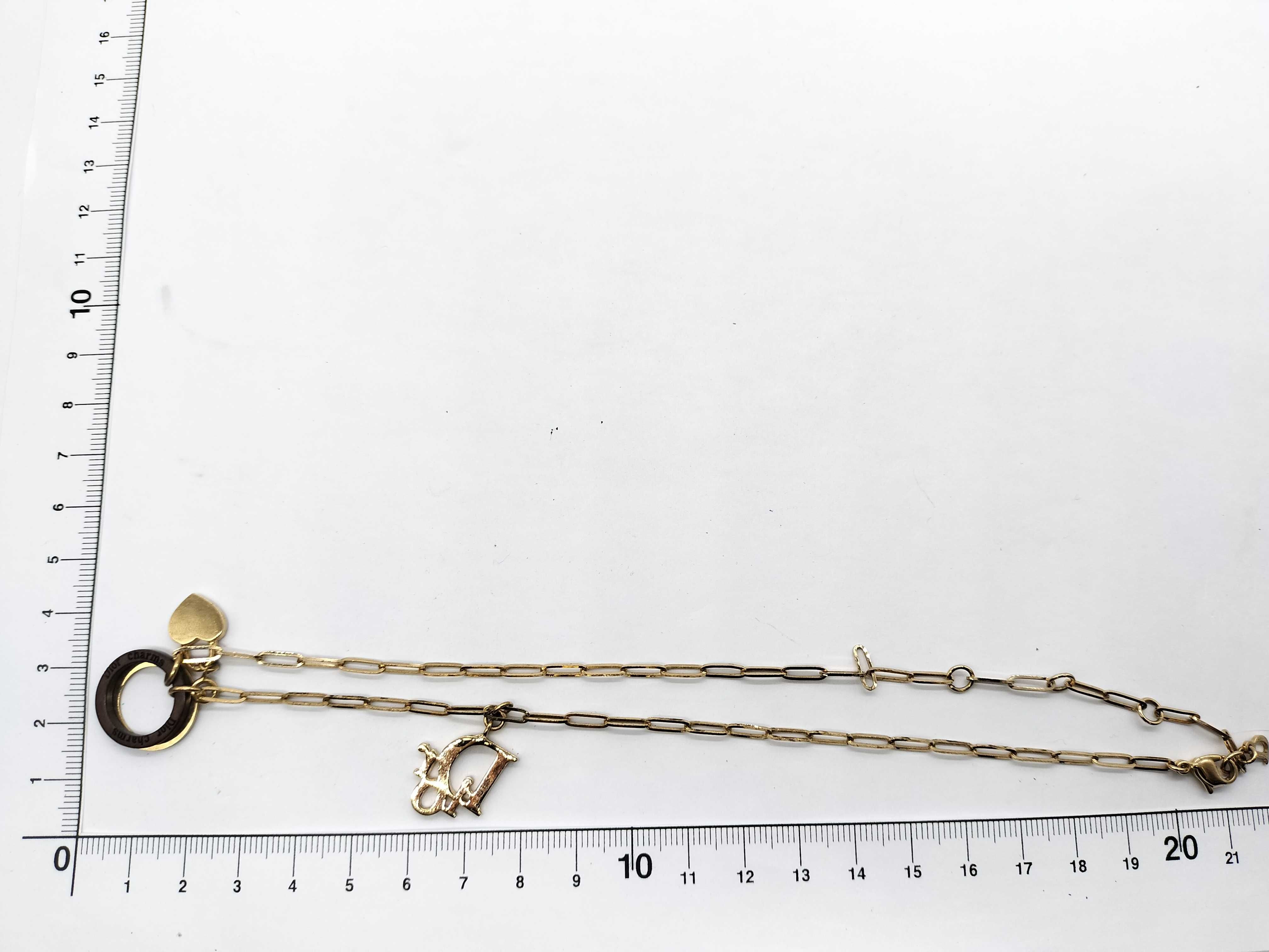 【水曜終了】(10700_0173)Dior ロゴ ラインストーン ハートカデナ チェーンネックレス ネックレス