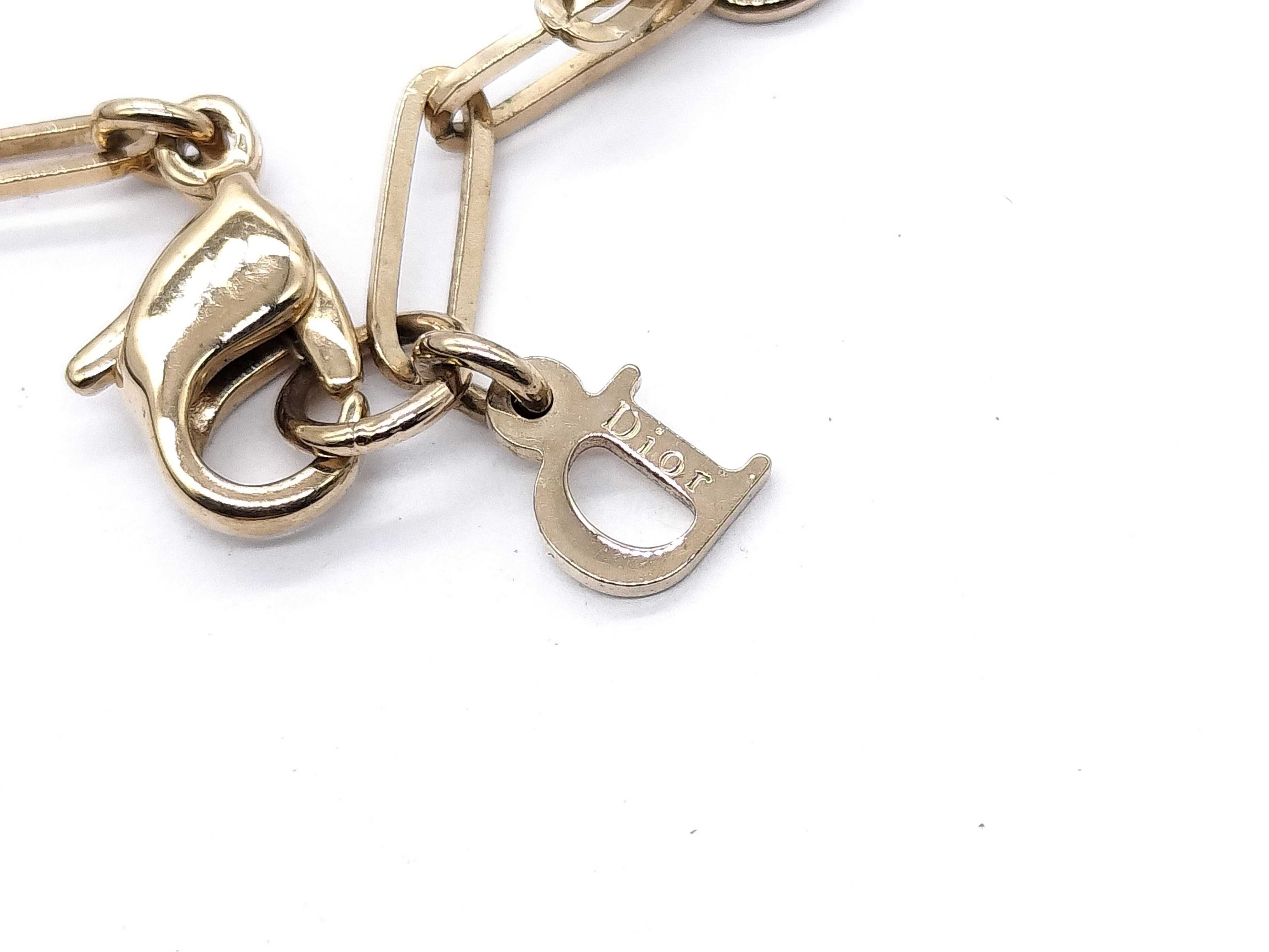 【水曜終了】(10700_0173)Dior ロゴ ラインストーン ハートカデナ チェーンネックレス ネックレス