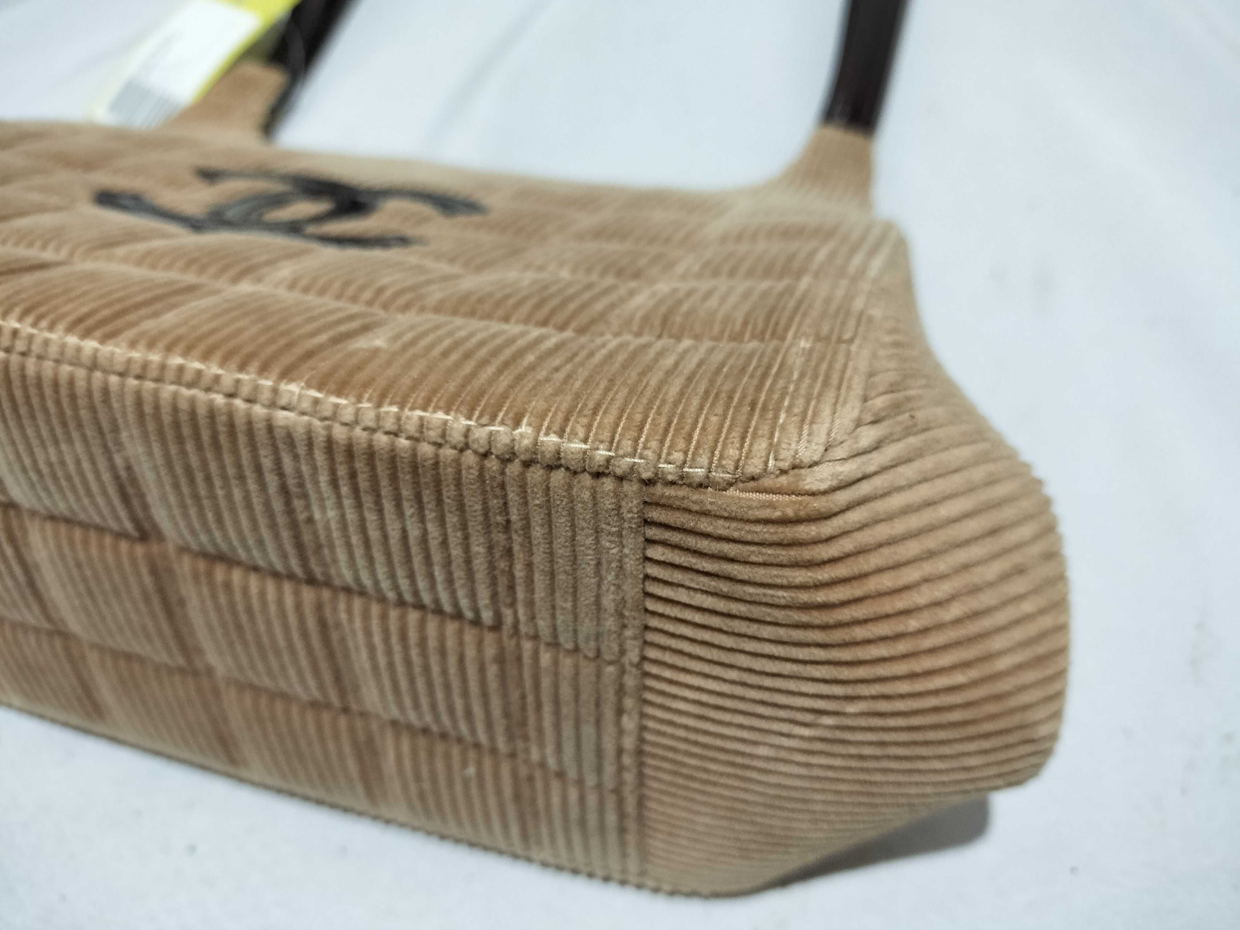 【水曜終了】(10707_0027)CHANEL チョコバー コーデュロイ/ココマーク/ショルダー ショルダーバッグ