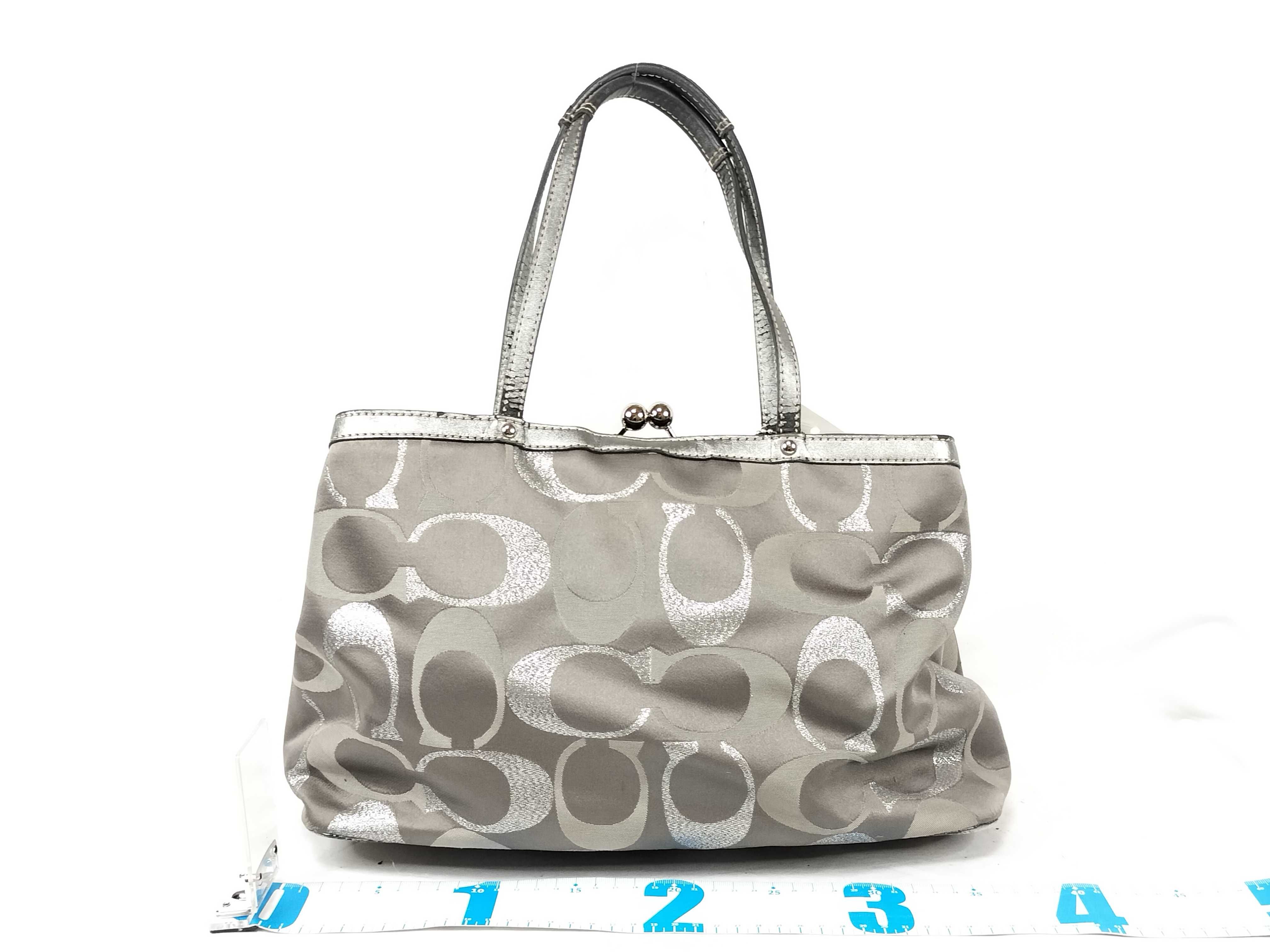 【水曜終了】(10699_0064)COACH シグネチャー F20427 ガマ口 ハンドバッグ トートバッグ