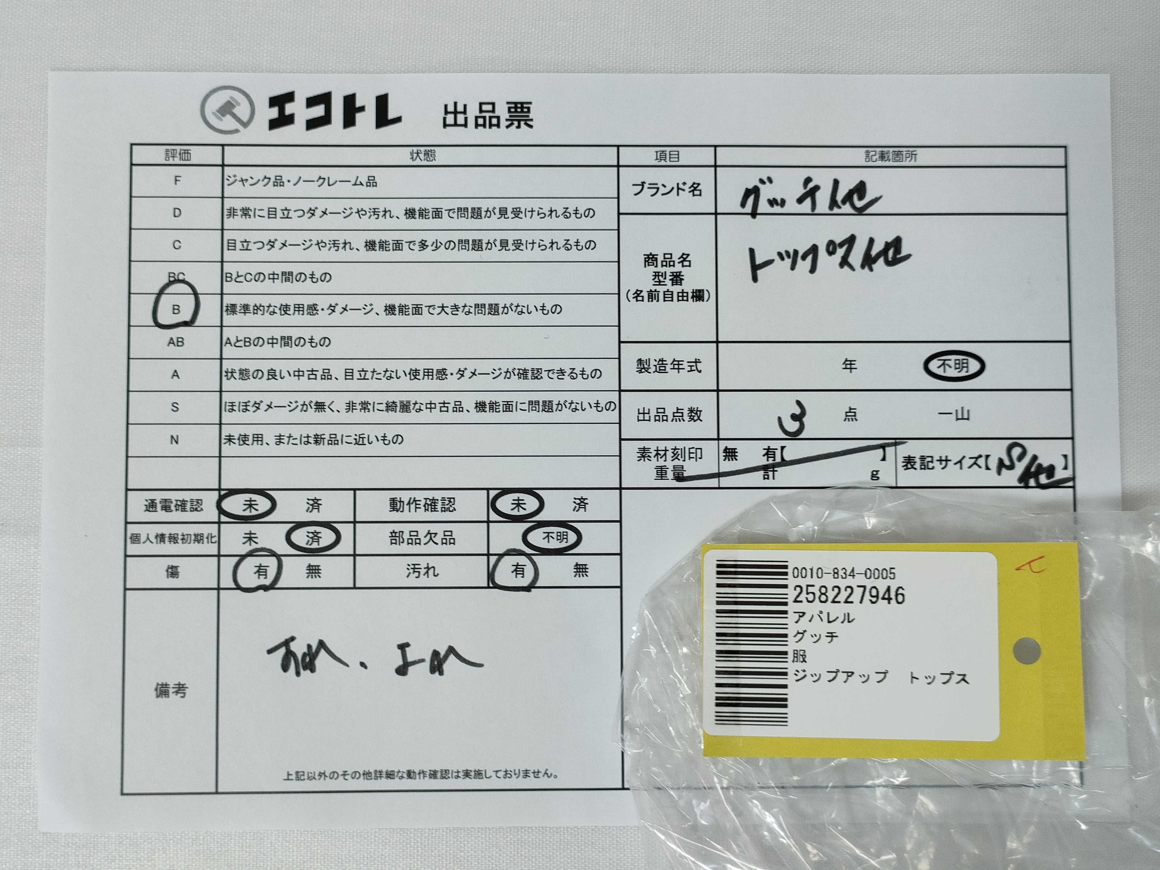 日曜終了(10743_0004)▼GUCCI ジップアップ トップス