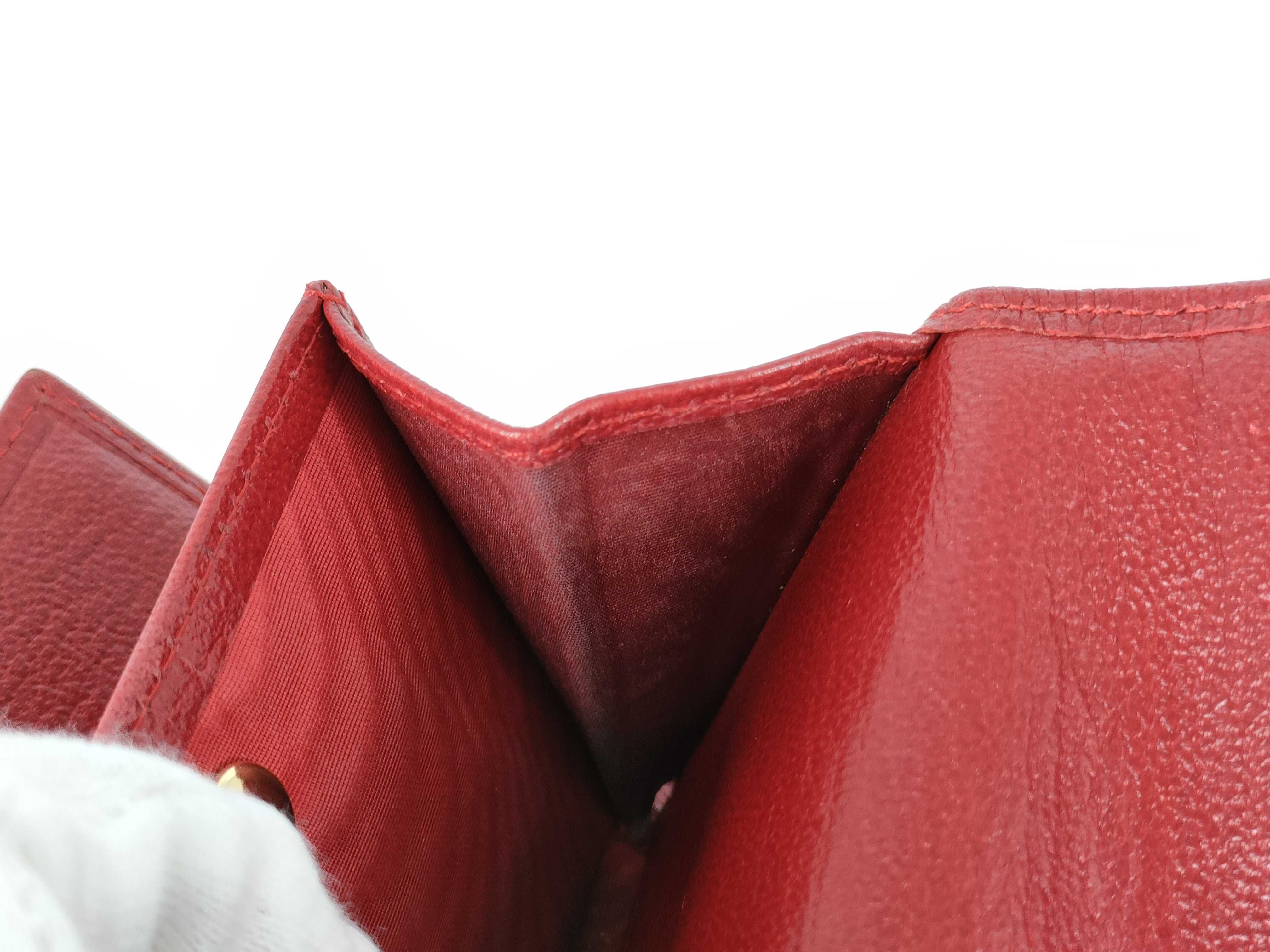 【水曜終了】(10707_0032)CHANEL ラムスキン 古銭入れ/名刺ケース 6番台 レッド ココマーク 財布