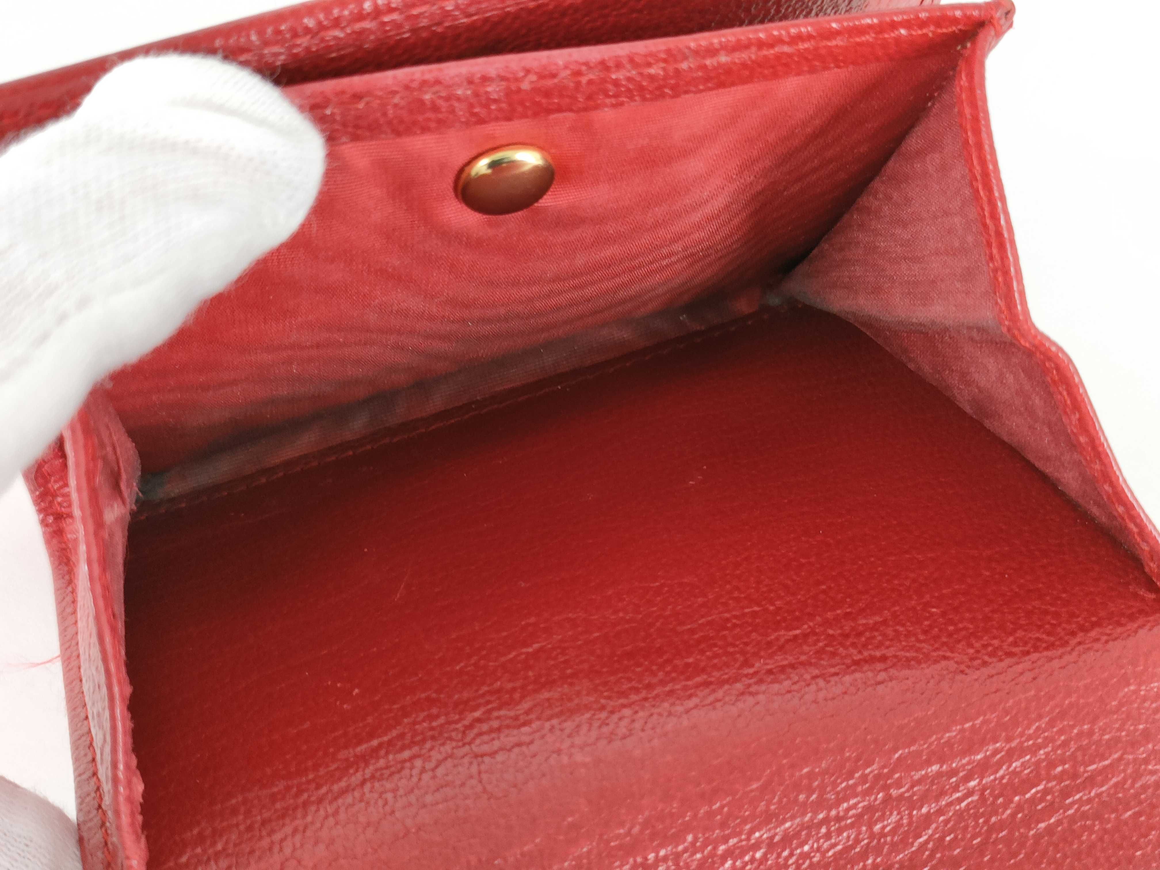 【水曜終了】(10707_0032)CHANEL ラムスキン 古銭入れ/名刺ケース 6番台 レッド ココマーク 財布